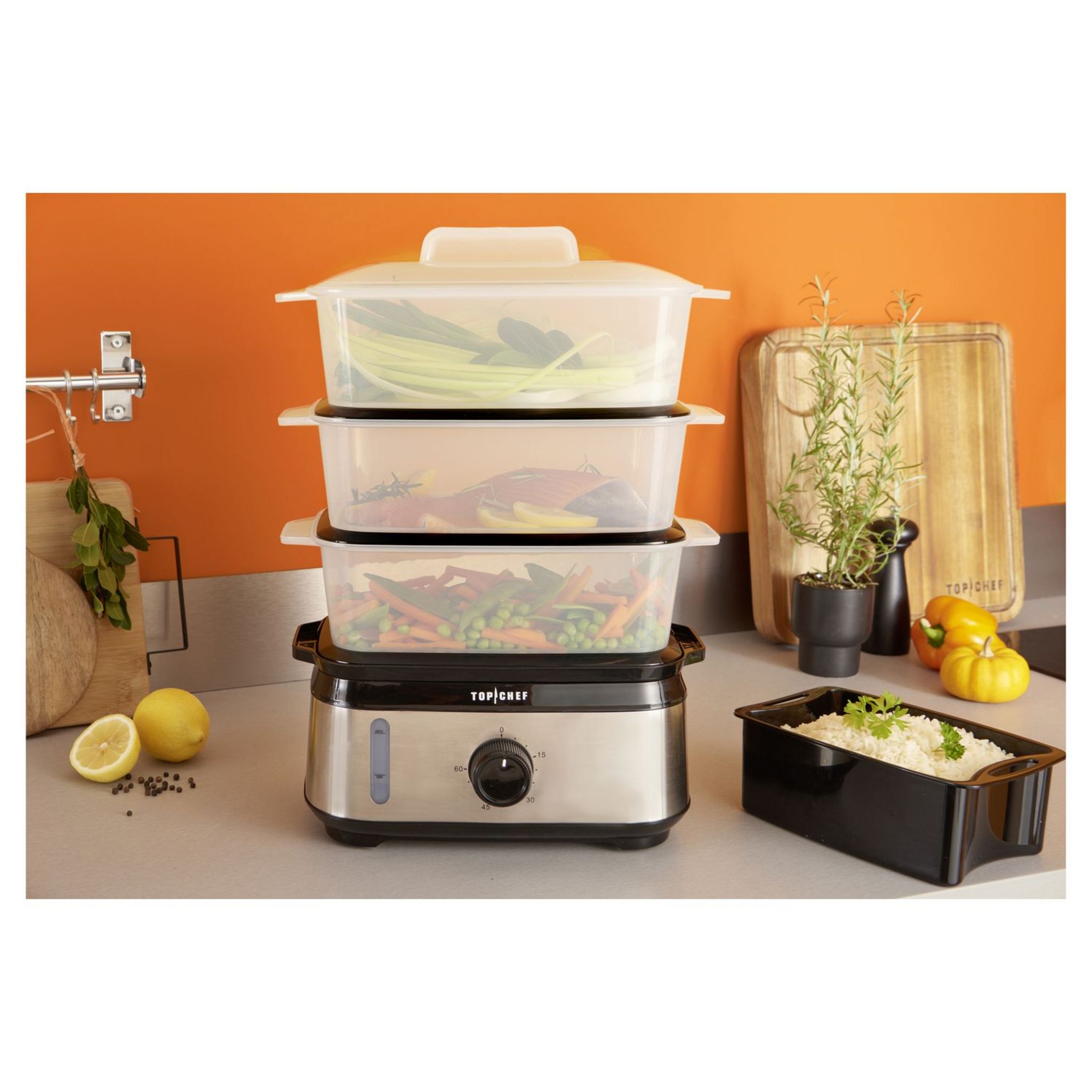 Voir la diapositive 2 : TOP CHEF Cuiseur Vapeur 9L