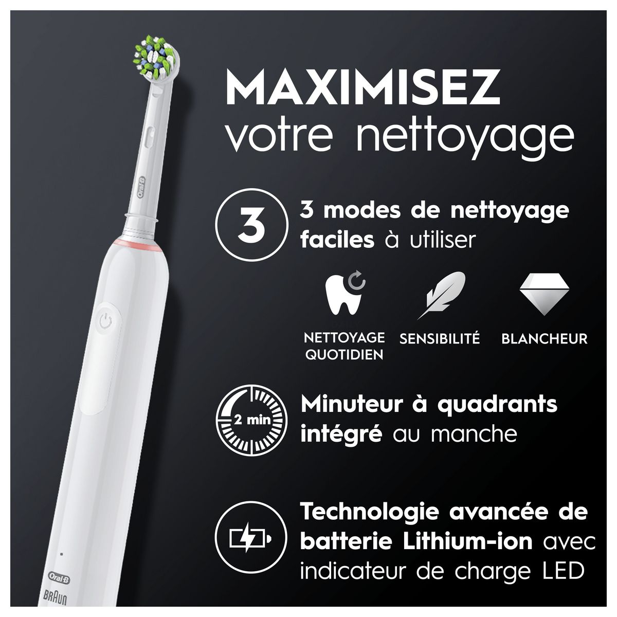 ORAL-B Brosse à dents électrique PRO3500 - Blanc