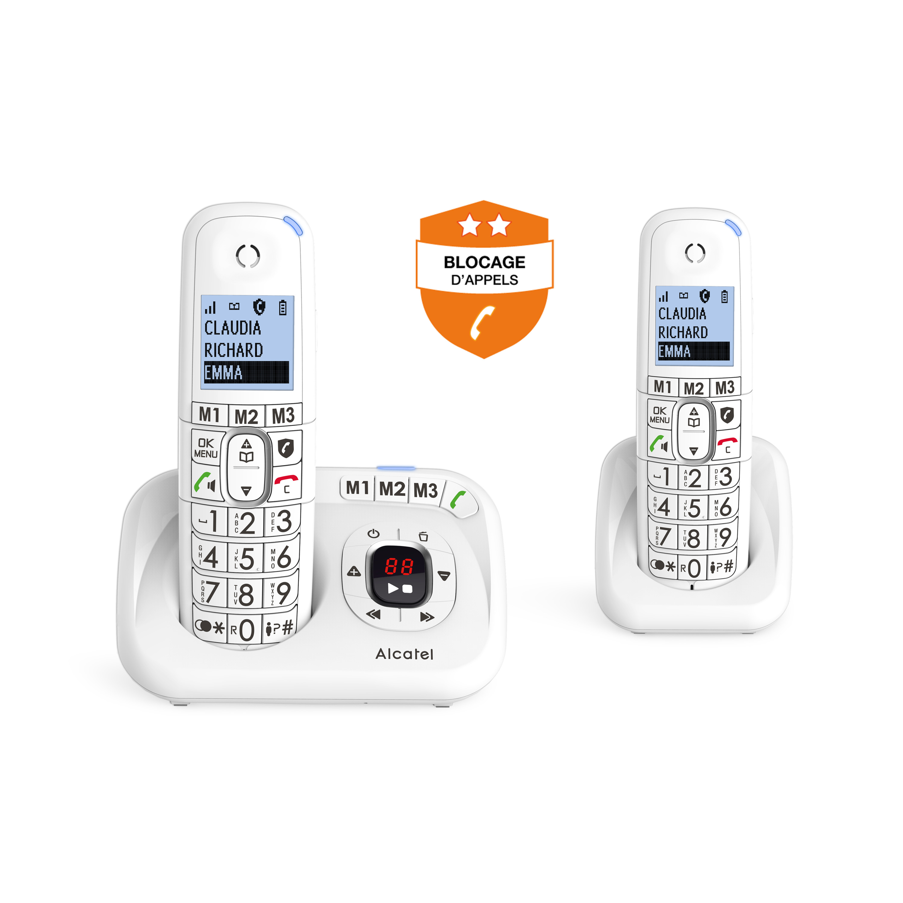 Voir la diapositive 2 : ALCATEL Téléphone fixe sans fil avec répondeur XL785 Duo - Blanc