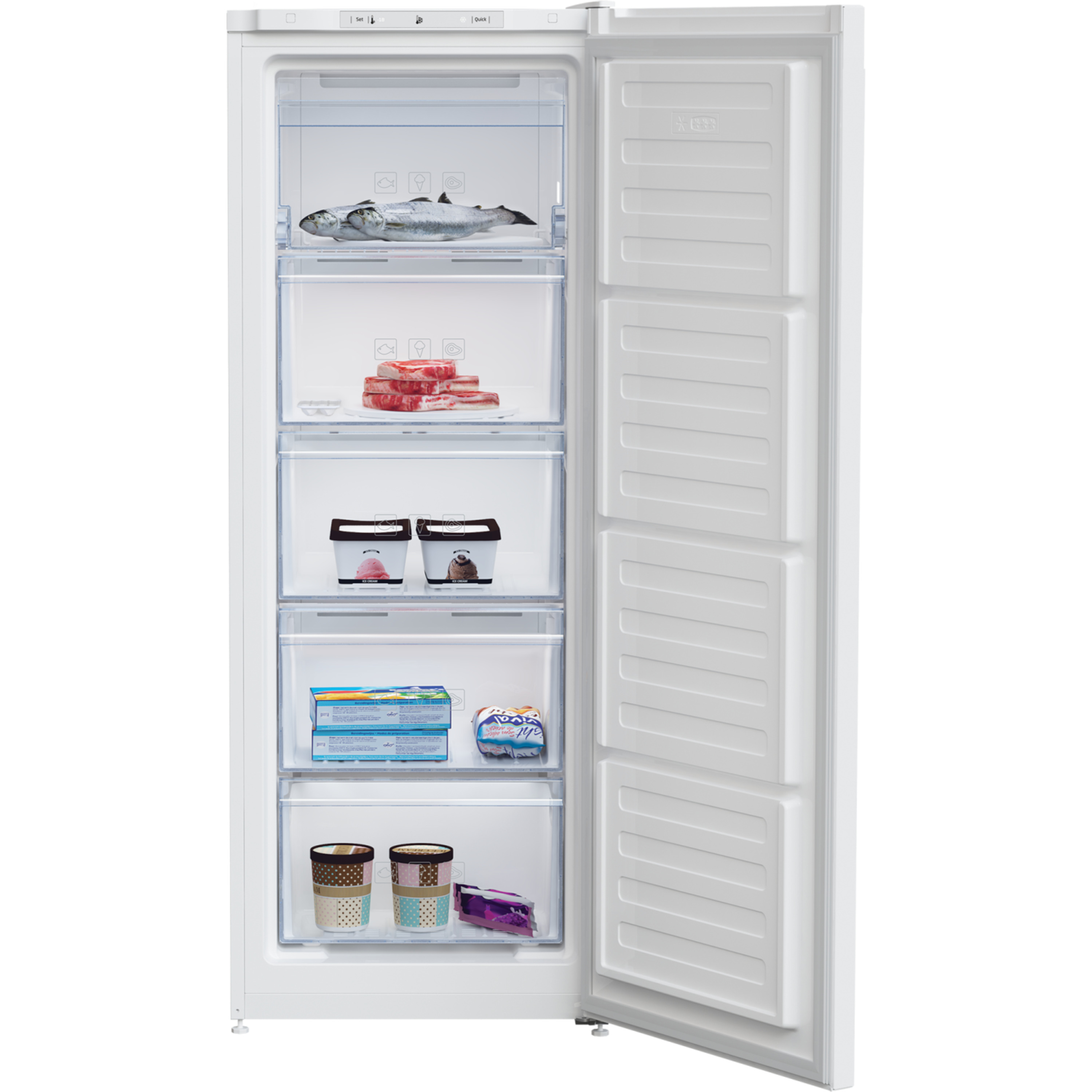 Voir la diapositive 2 : BEKO Congélateur armoire RFNM200E40WN, 177 L, Froid ventilé No Frost, E
