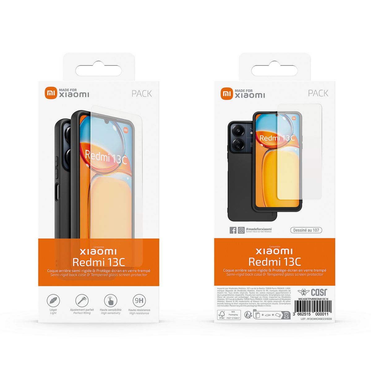 XIAOMI Coque et verre trempé pour Xiaomi Redmi 13C