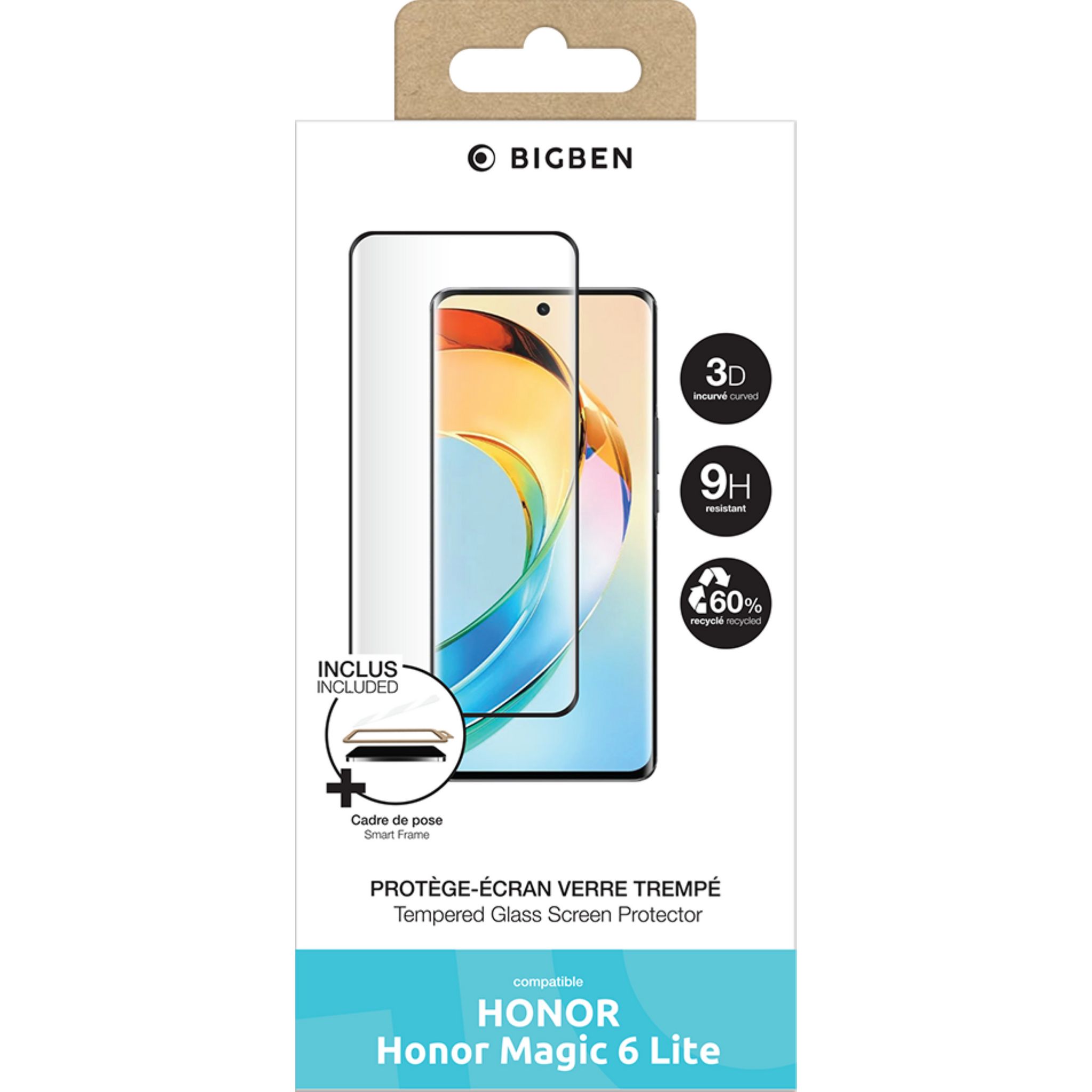 Voir la diapositive 2 : BIG BEN Protège écran 3D Honor Magic 6 Lite + SmartFrame™