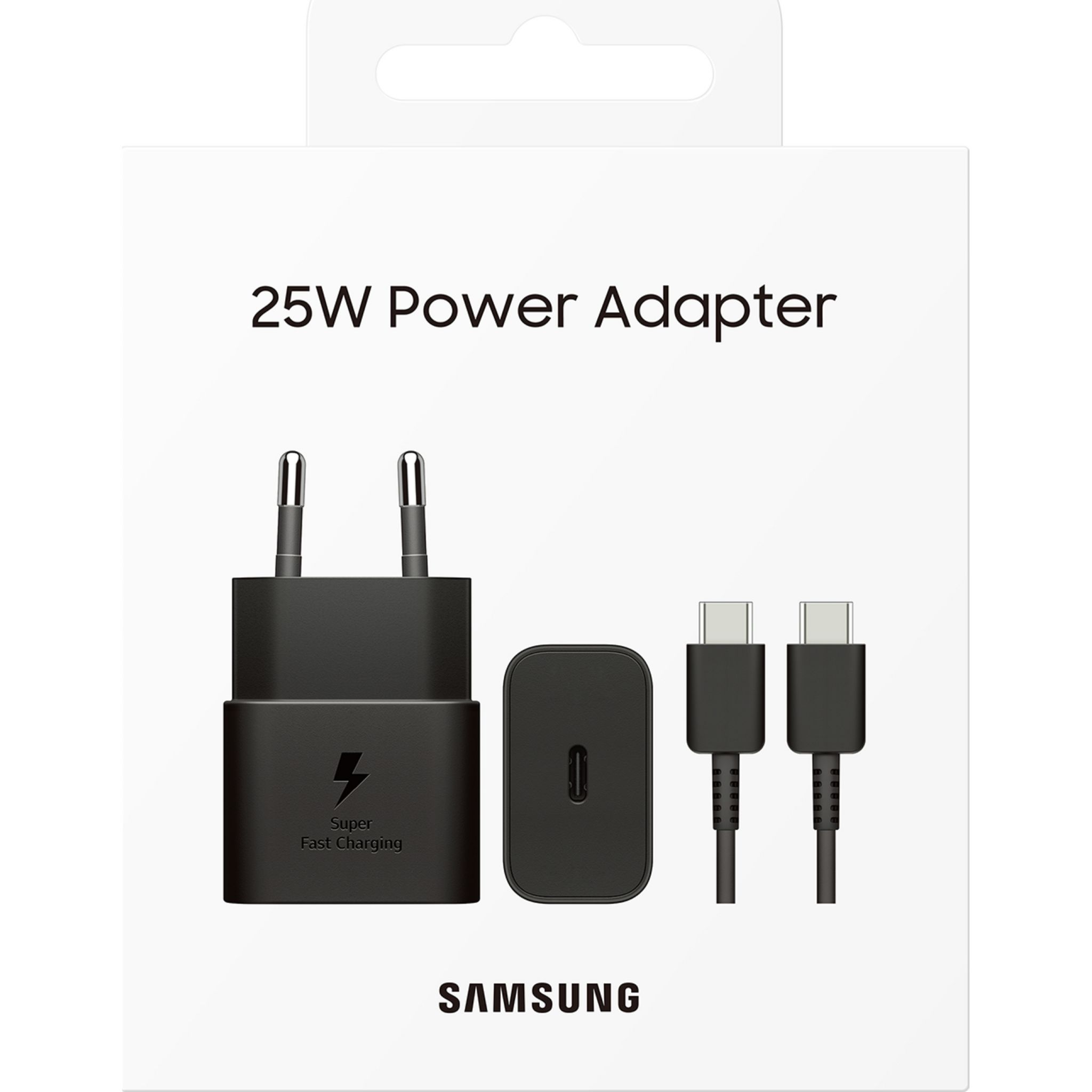 Voir la diapositive 2 : BIGBEN Chargeur rapide Samsung secteur/USB 25W + câble USB C 1M - Noir