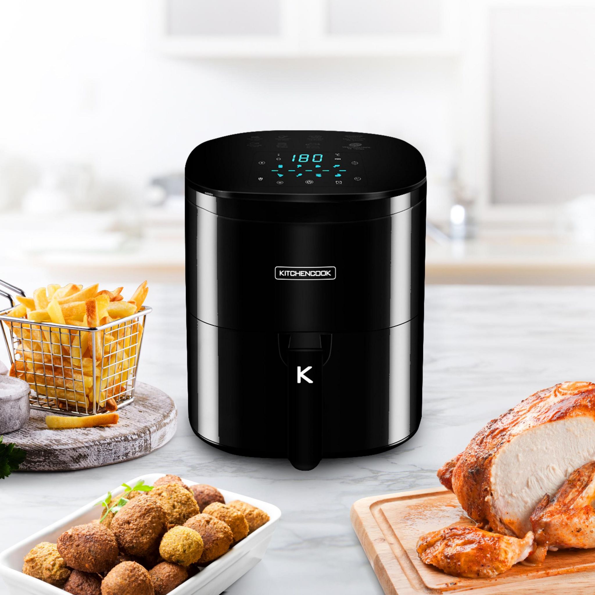 Voir la diapositive 5 : KITCHENCOOK Friteuse sans huile à air chaud AIRMED 6 - Noir