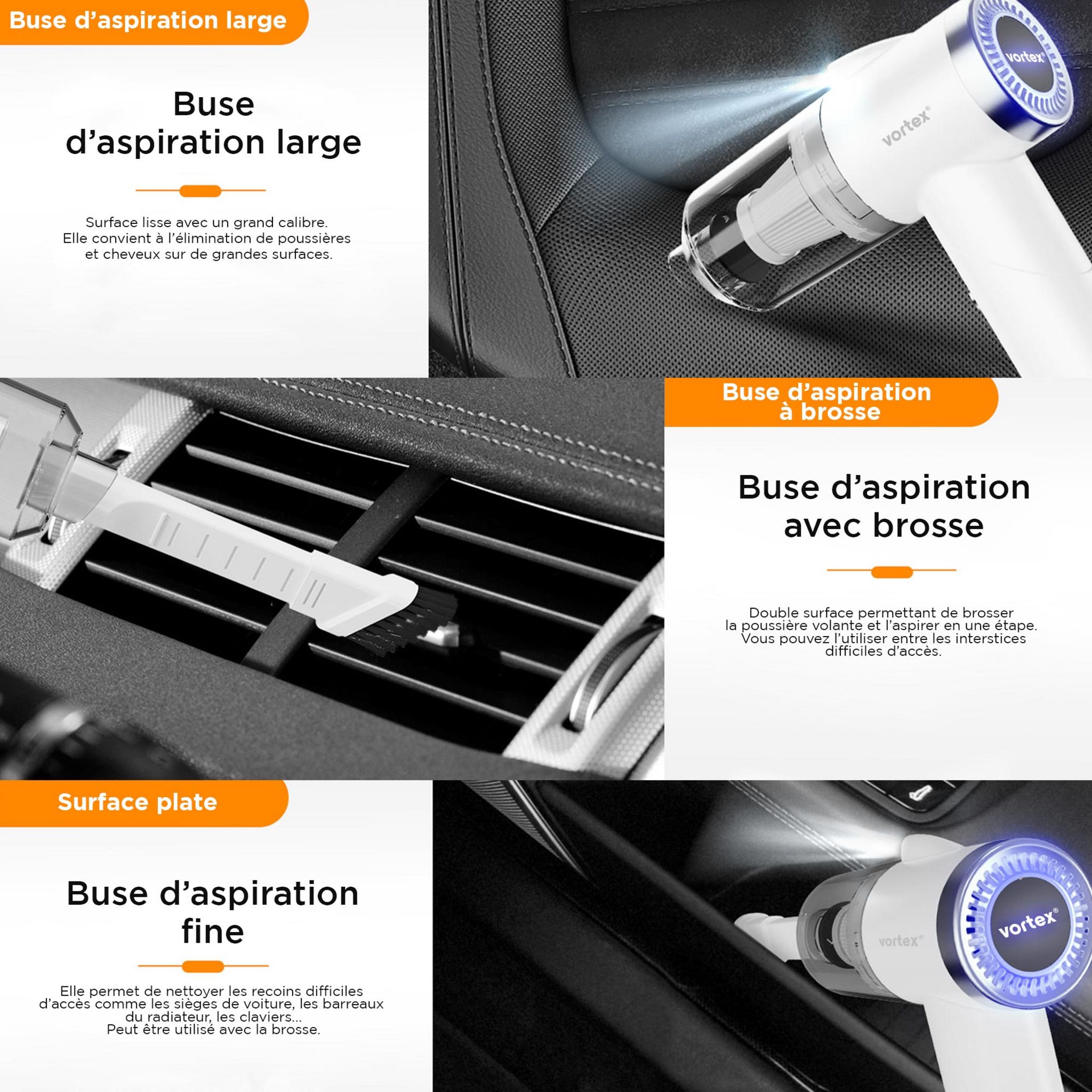 Voir la diapositive 6 : VORTEX Aspirateur à main CRC90 - Blanc