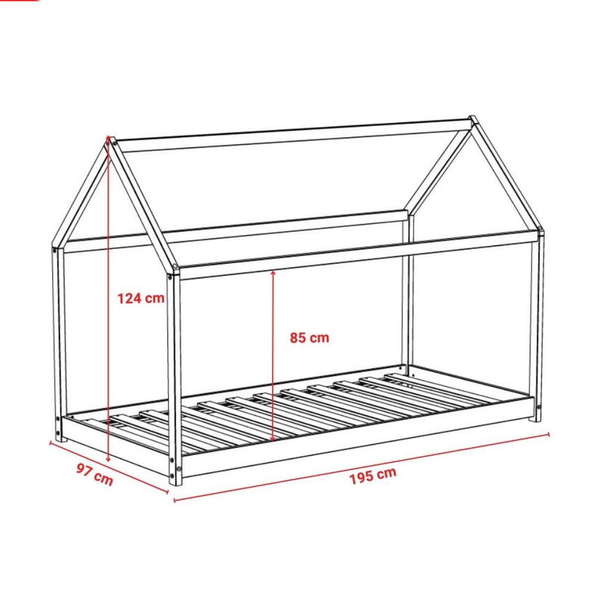 Lit cabane enfant en bois massif 90 x 190 cm LOUIS
