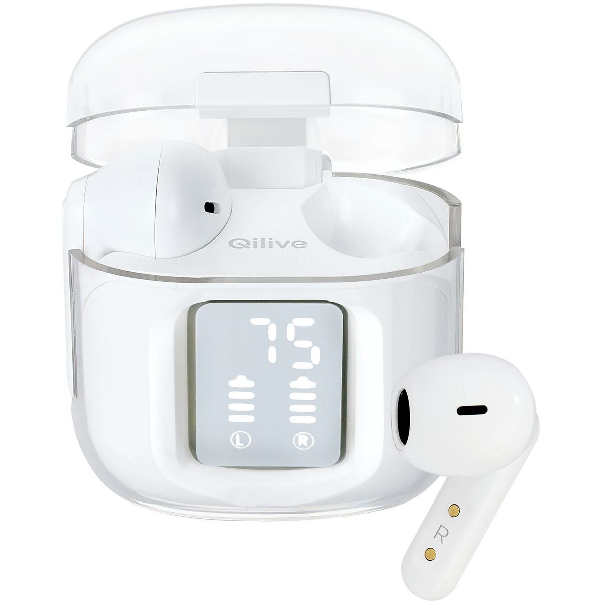 QILIVE Écouteurs Q1613 TWS - Transparent Blanc