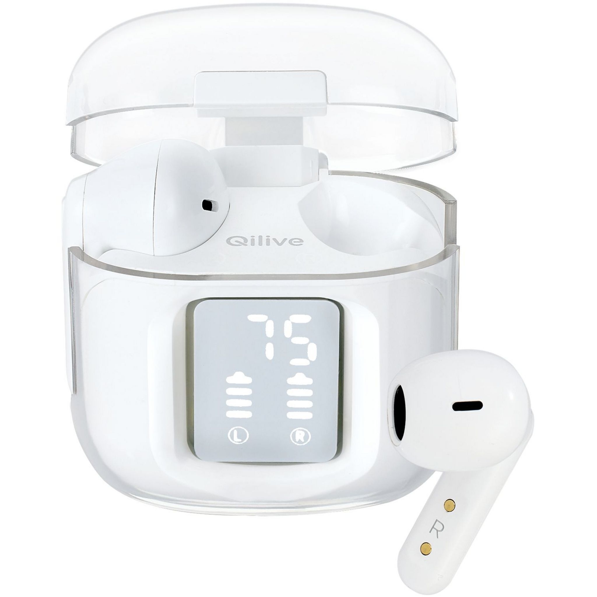 Voir la diapositive 2 : QILIVE Écouteurs Q1613 TWS - Transparent Blanc