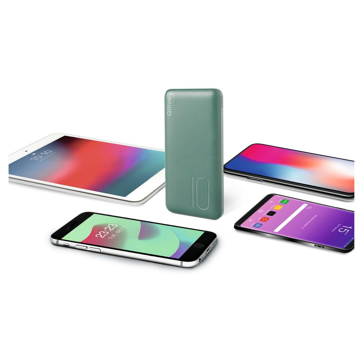 QILIVE Batterie de secours 10 000 mAh 15W - Vert
