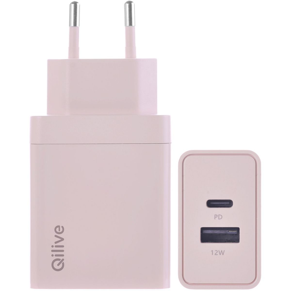 QILIVE Chargeur USB A+USB C 30W - Rose