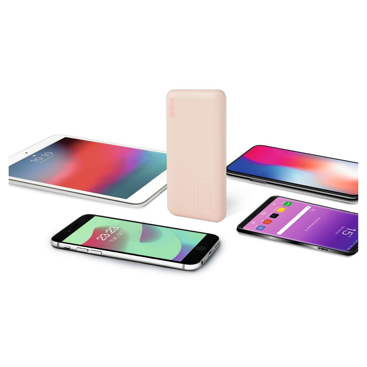 QILIVE Batterie de secours 10 000 mAh 15W - Rose