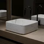 AURLANE Vasque à poser carrée - Céramique marbre