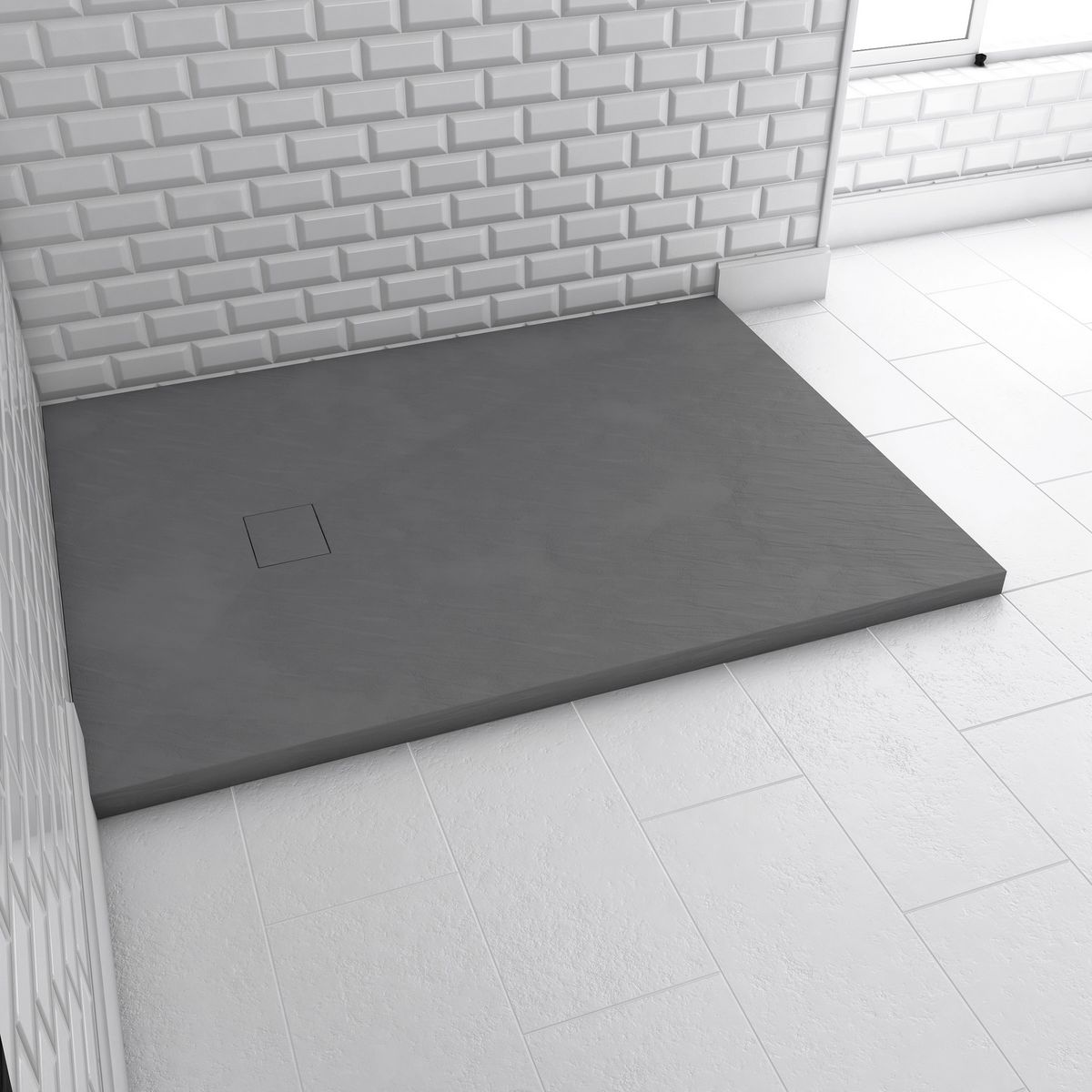 AURLANE Receveur de douche rectangle 90x120 cm finition ardoise - Gris