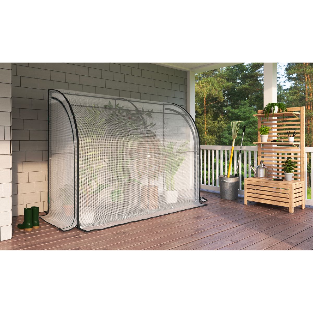 JARDIKT Serre d'hivernage adossée - Métal/Polyéthylène - 1,6m²