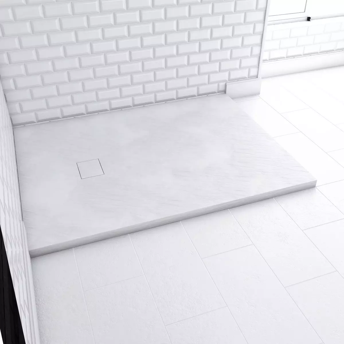 AURLANE Receveur de douche rectangle 90x120 cm finition ardoise - Blanc