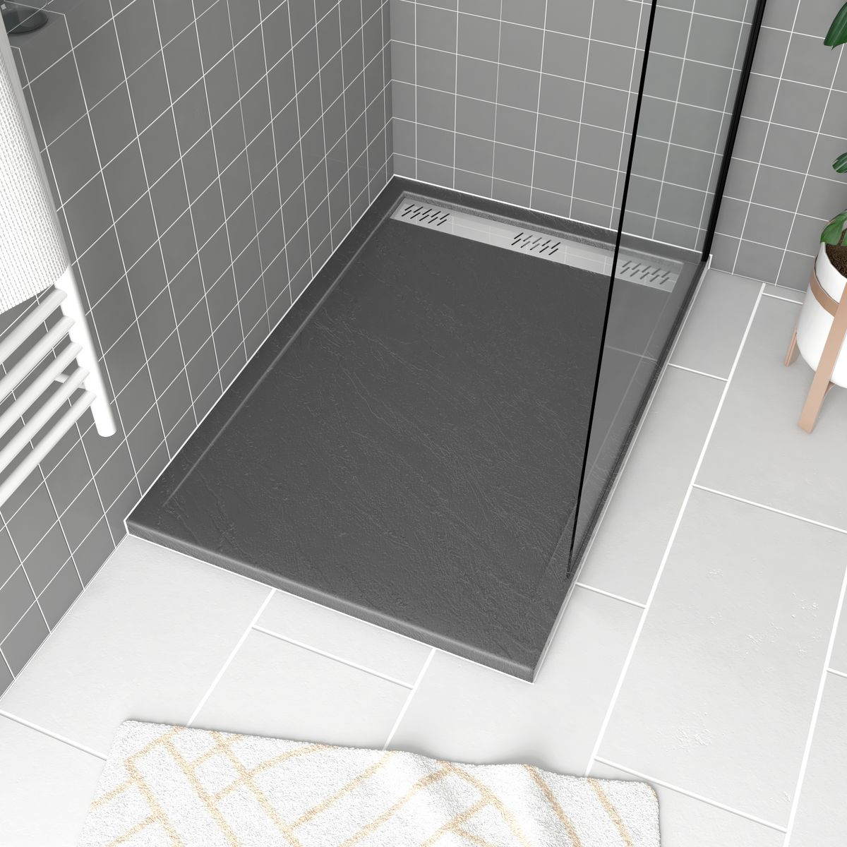 AURLANE Receveur PEDRA GREY LINEAR 140x80