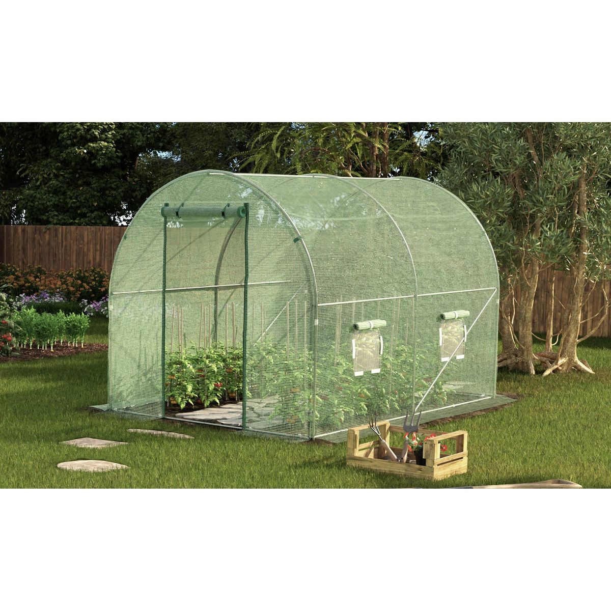 JARDIKT Serre tunnel 4 saisons -Vert - 6m²