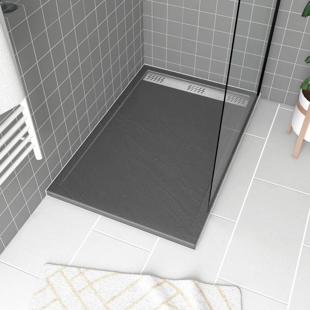 AURLANE Receveur PEDRA GREY LINEAR - 80x120