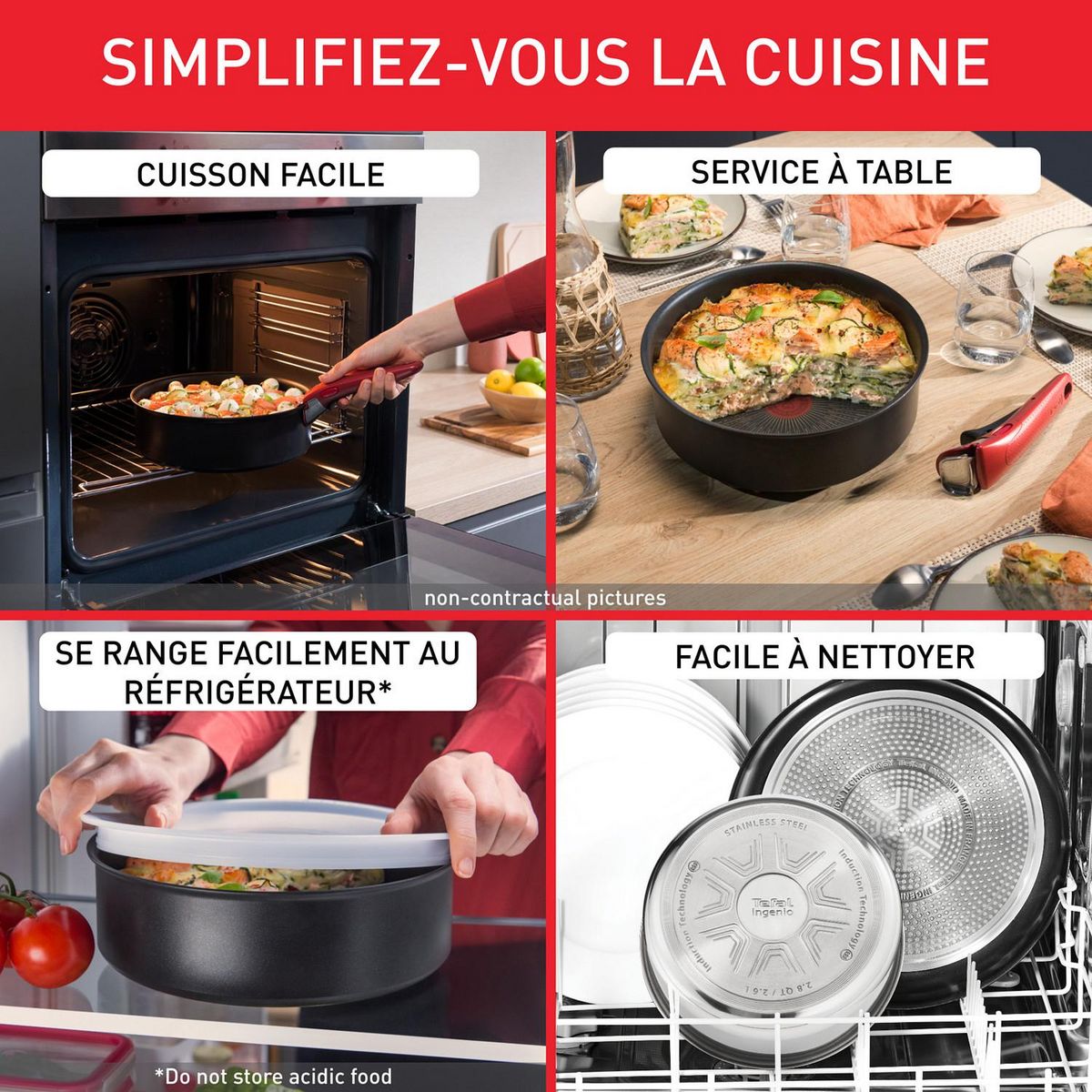 TEFAL Batterie de cuisine 8 pièces tous feux dont induction INGENIO GENEROUS COOK