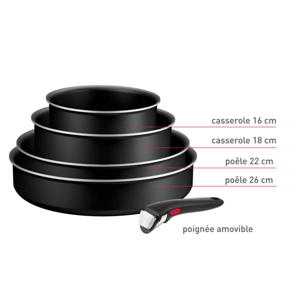 TEFAL Batterie de cuisine 8 pièces tous feux dont induction INGENIO GENEROUS COOK