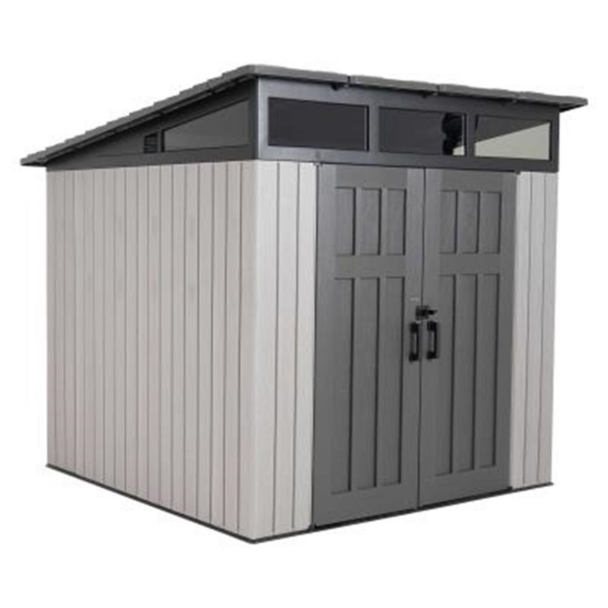 LIFETIME Abri résine PEHD imitation bois grand volume avec plancher et toit monopente / 6,45 m2