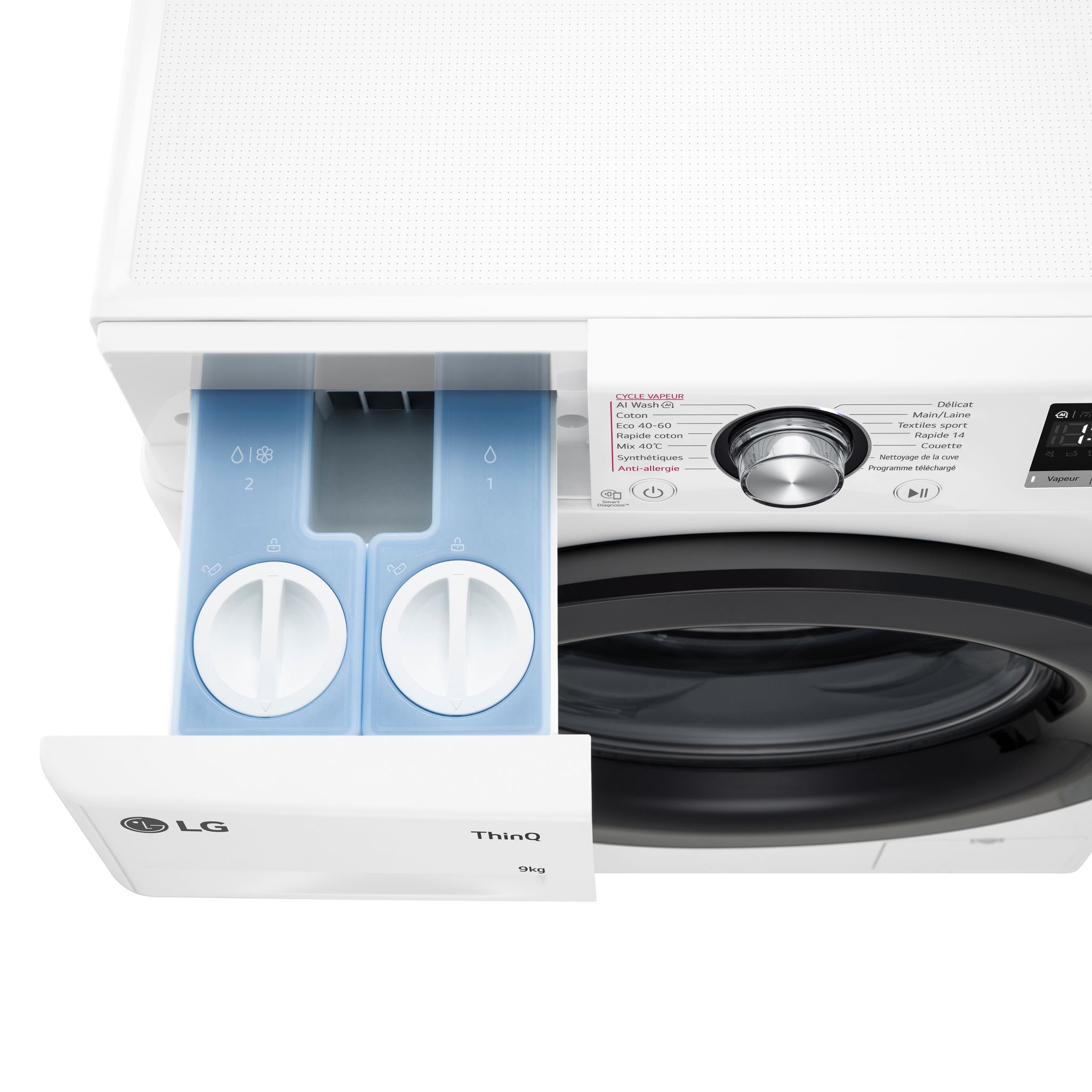 Voir la diapositive 5 : LG Lave linge hublot à induction F94R35WHSA, 9 kg, 1400 T/min, A