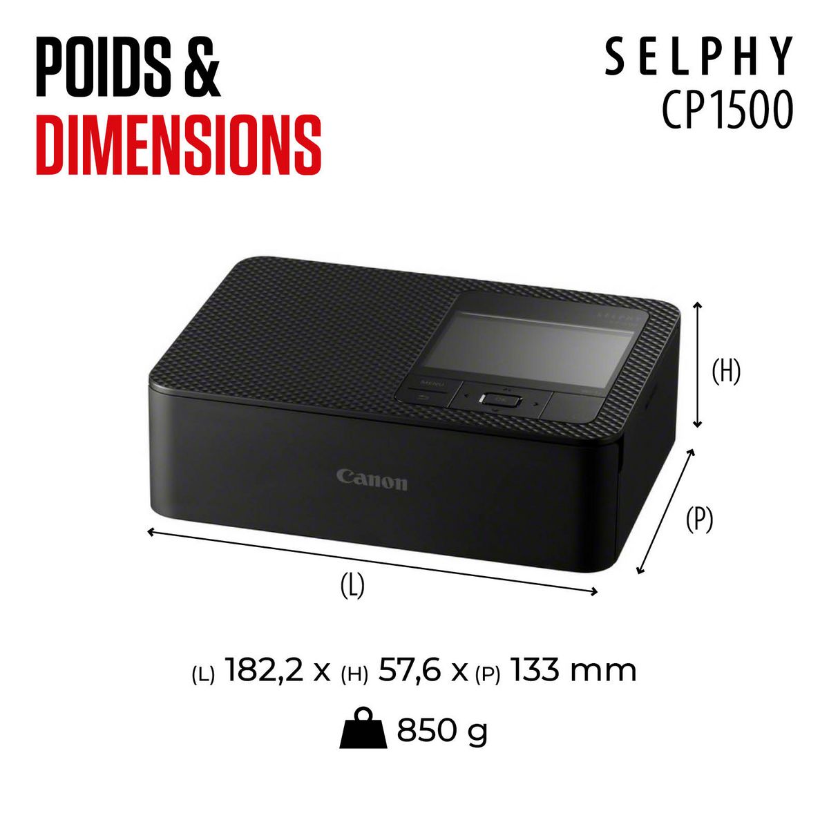 CANON Pack Imprimante photo portable Selphy couleur CP1500 Noir + 54 impressions