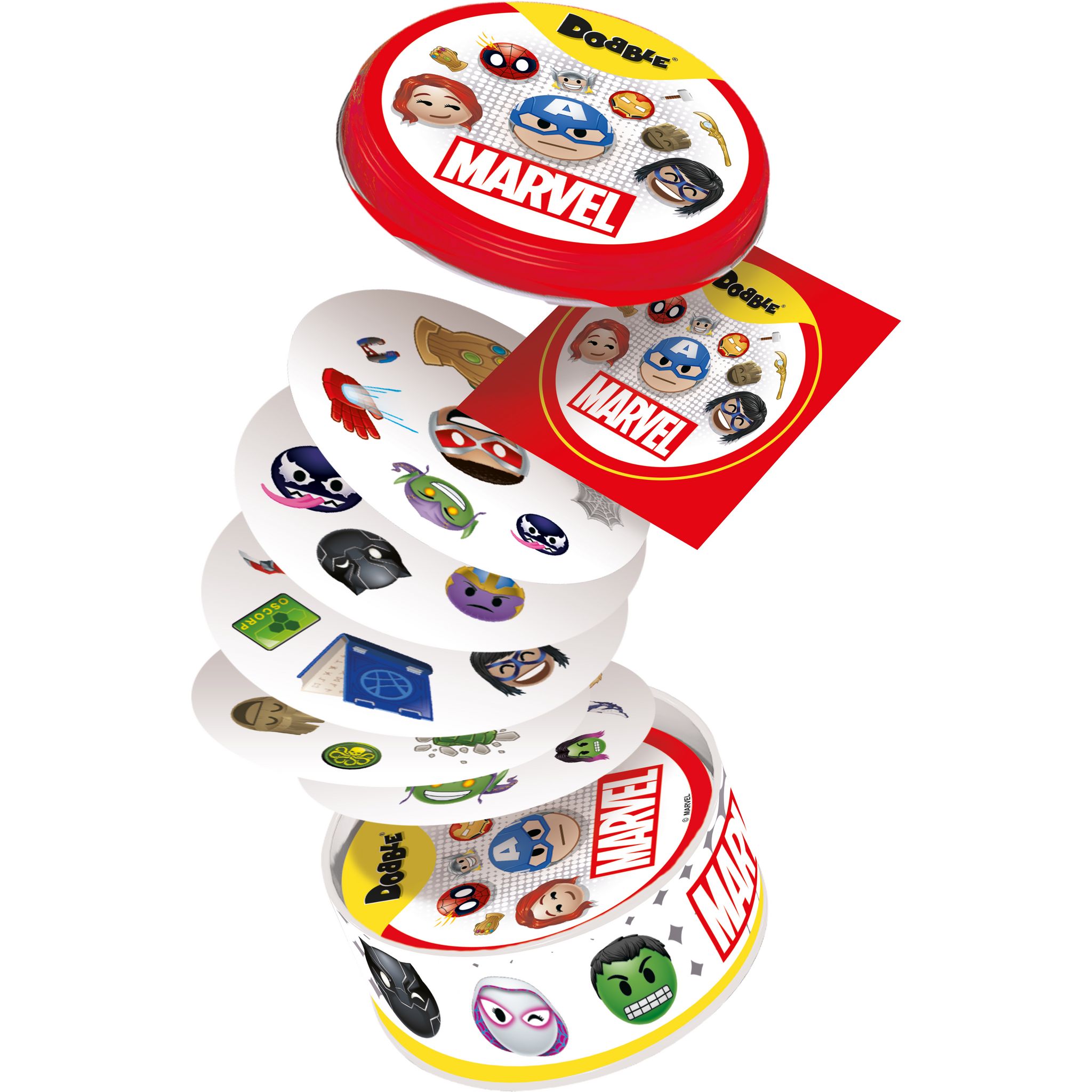 Voir la diapositive 5 : ASMODEE Jeu de cartes Dobble Marvel Emoji