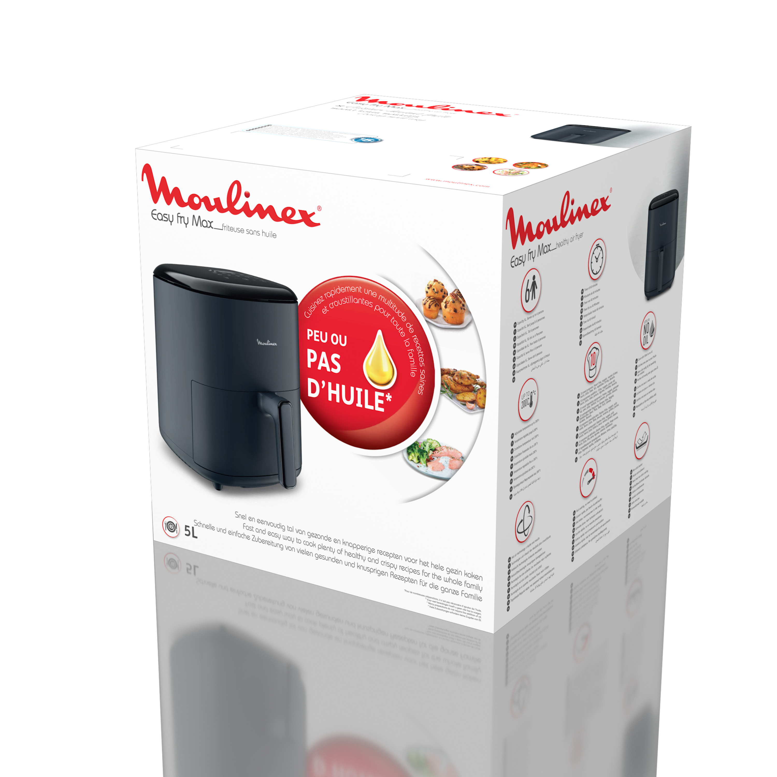 Voir la diapositive 10 : MOULINEX Friteuse sans huile à air chaud EZ245B20 - Noir