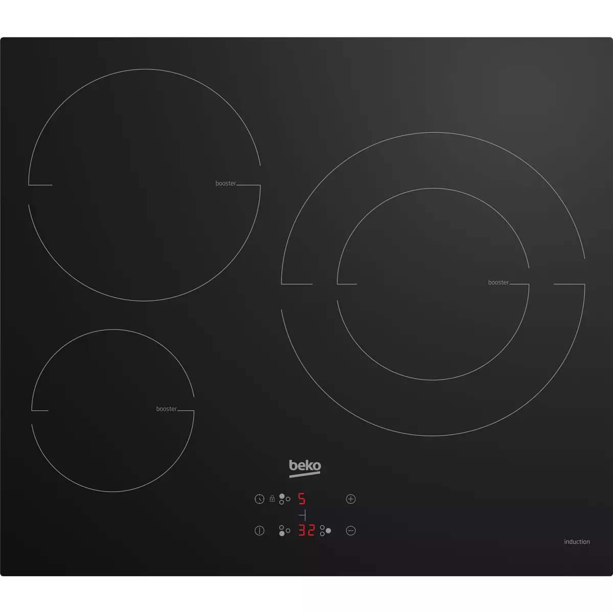 BEKO Plaque de cuisson à induction HII63405MT, 60 cm, 3 foyers