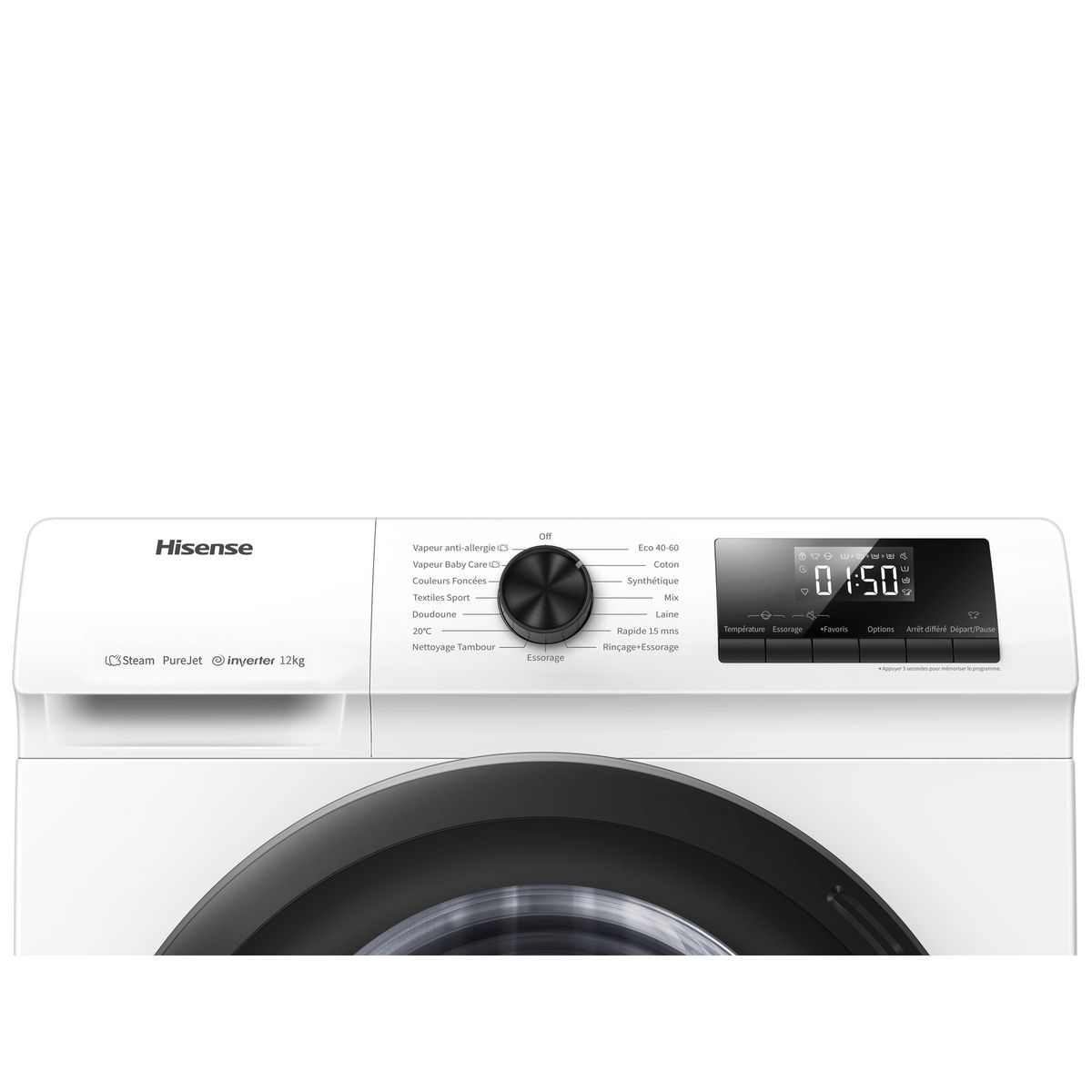 HISENSE Lave linge hublot à induction WFQE1214EVJM, 12 kg, 1400 T/min, A