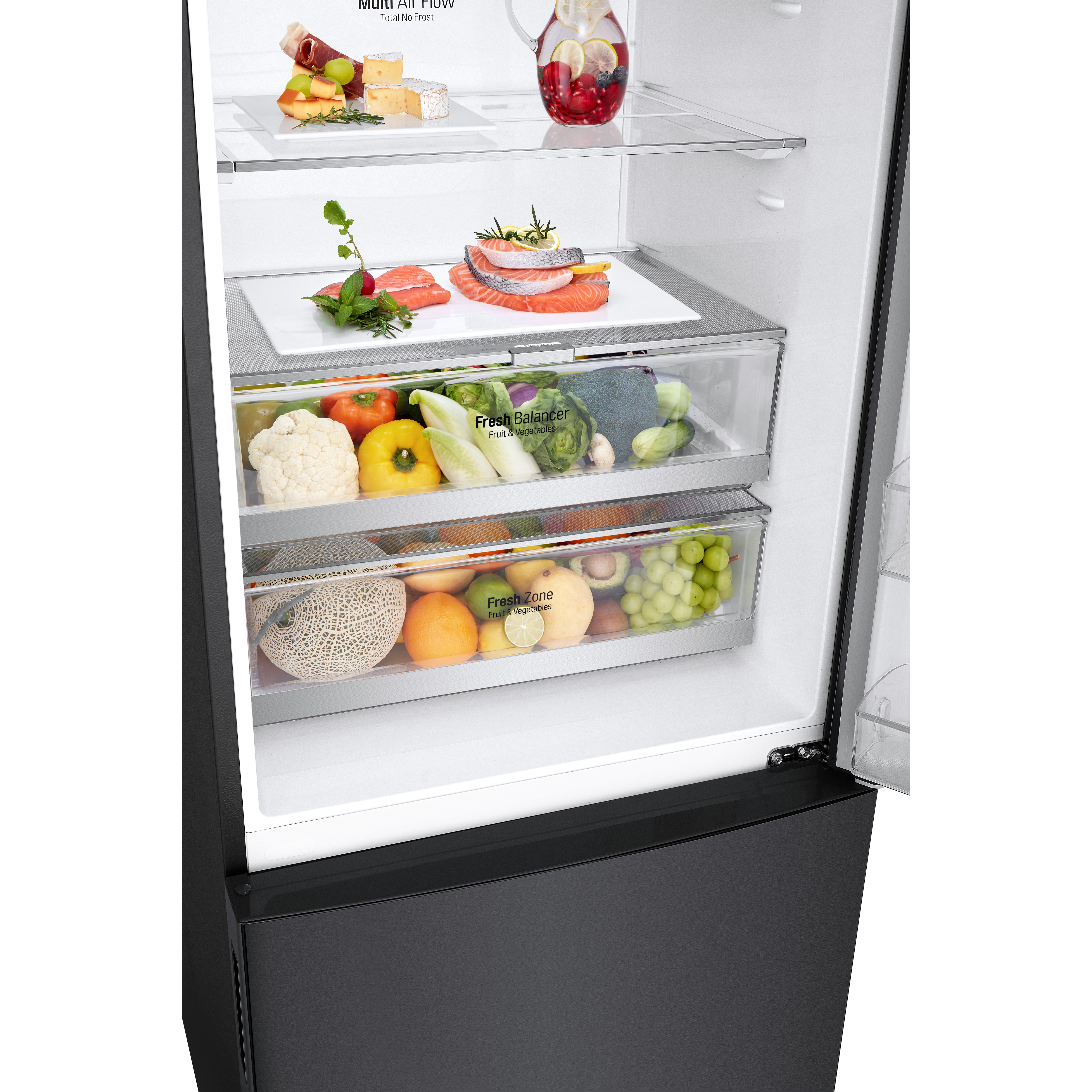 Voir la diapositive 4 : LG Réfrigérateur combiné GBB569MCAZN, 462 L, Froid ventilé No Frost, E