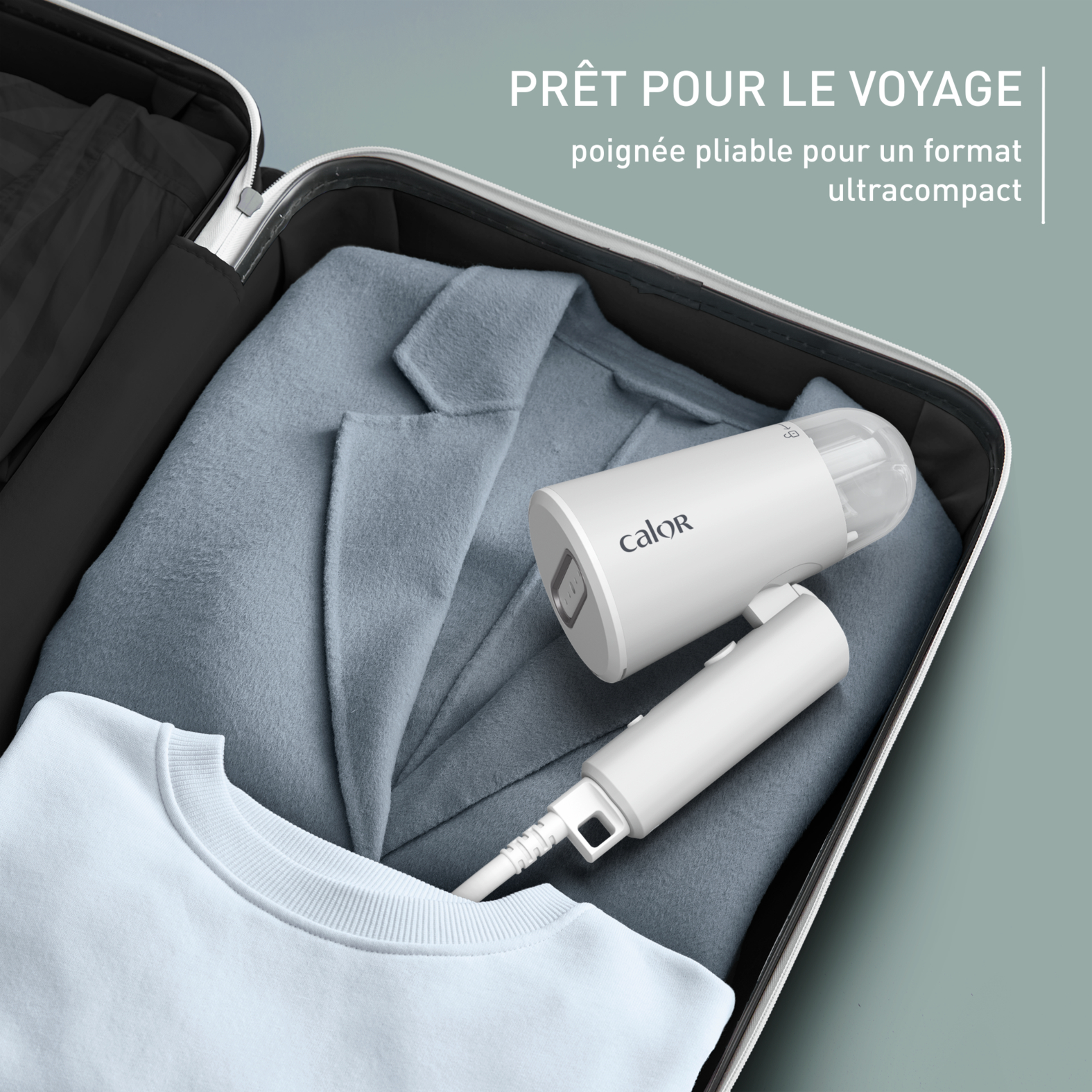 Voir la diapositive 3 : CALOR Défroisseur à main pliable DT1020C0 - Blanc
