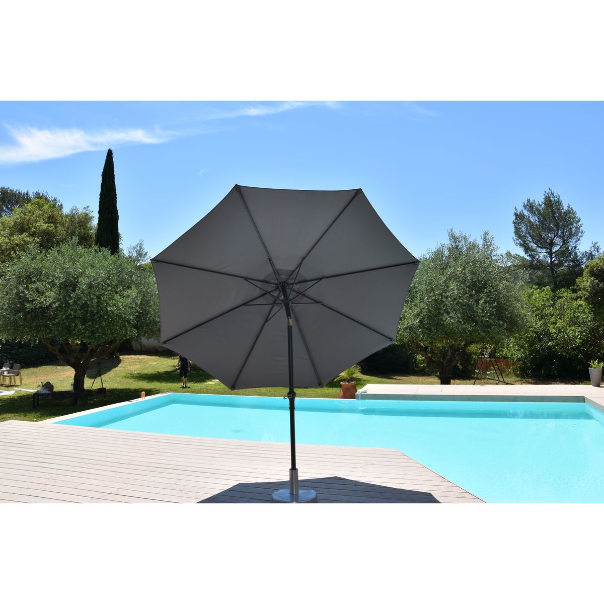 GIVEX Parasol rond - Gris - 4m - TILT