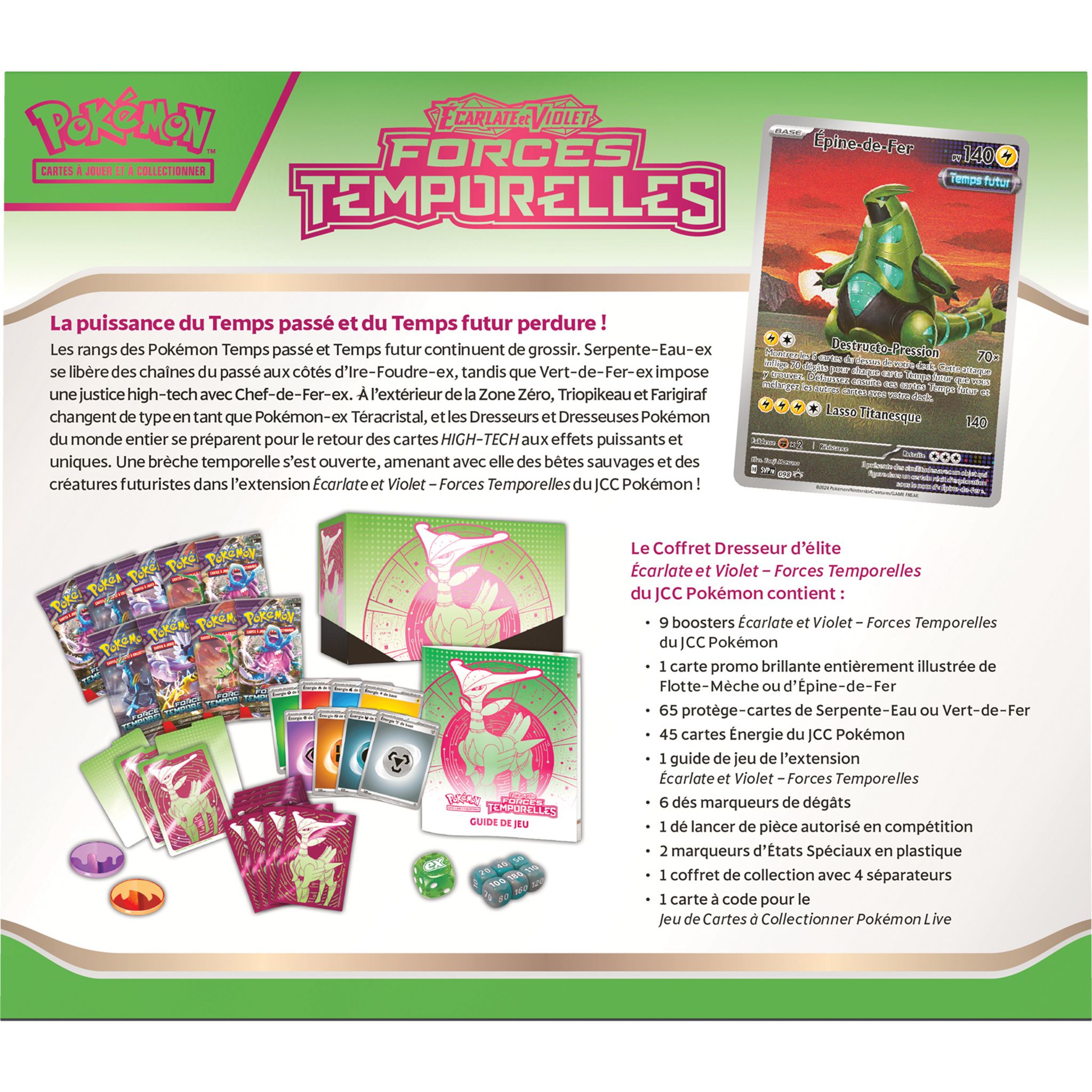 Voir la diapositive 3 : POKEMON Coffret Cartes Pokémon Dresseur d'Élite V05 Force Temporelles