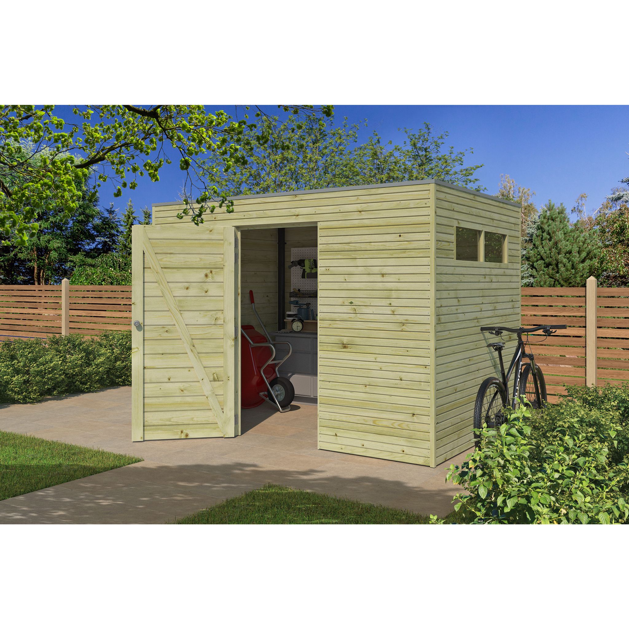 Voir la diapositive 4 : WOODLANDS Abri de jardin en bois QBH2 300X210 - traité autoclave en autoclave 6m2