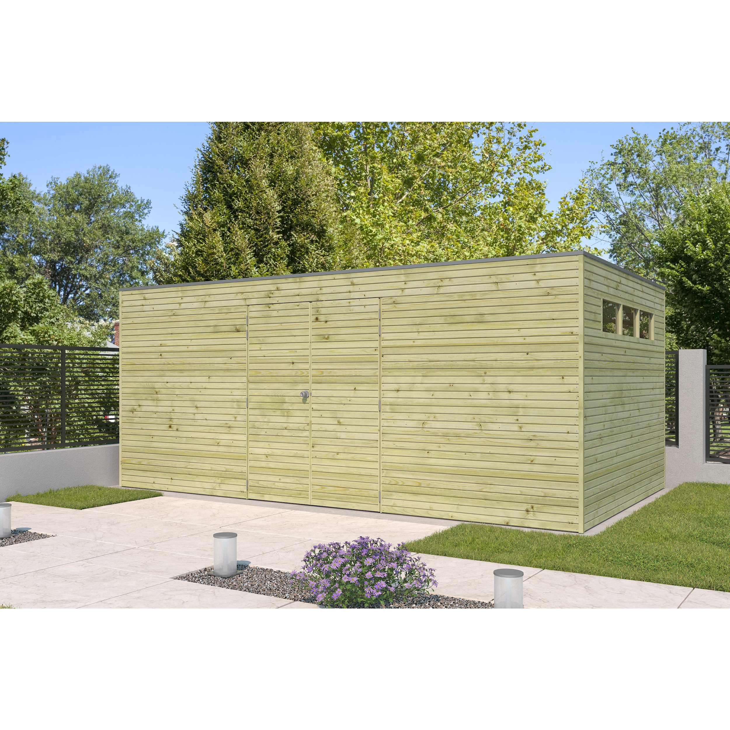Voir la diapositive 3 : WOODLANDS Abri de jardin en bois QBH2 510X300 - traité autoclave en autoclave - 15m²