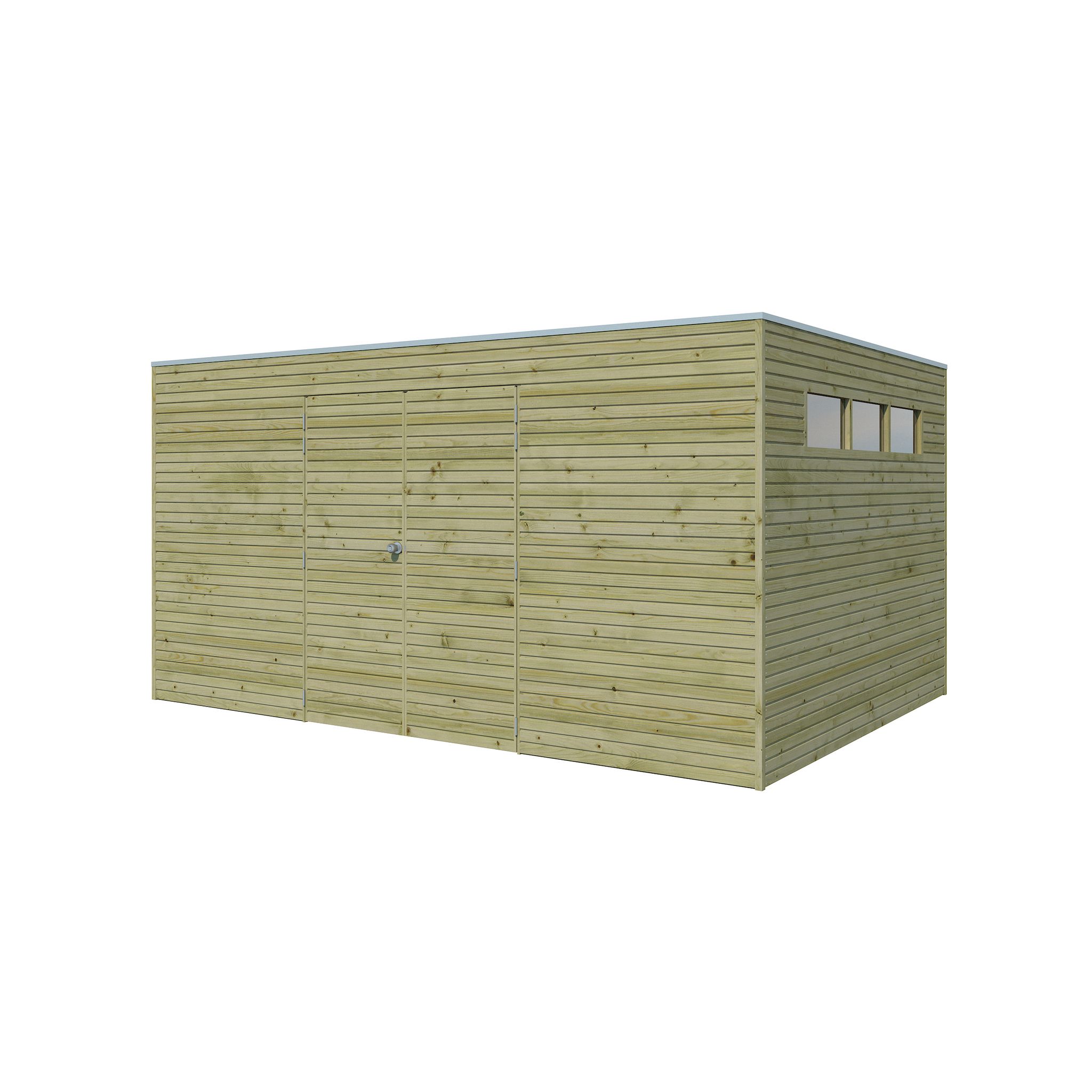 Voir la diapositive 2 : WOODLANDS Abri de jardin en bois QBH2 420X300 - traité autoclave en autoclave - 12m2