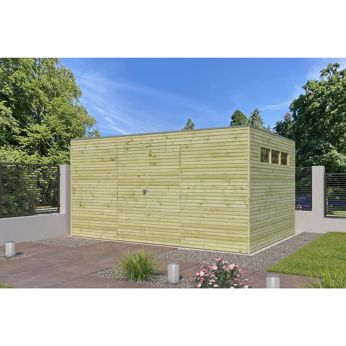 WOODLANDS Abri de jardin en bois QBH2 420X300 - traité autoclave en autoclave - 12m2