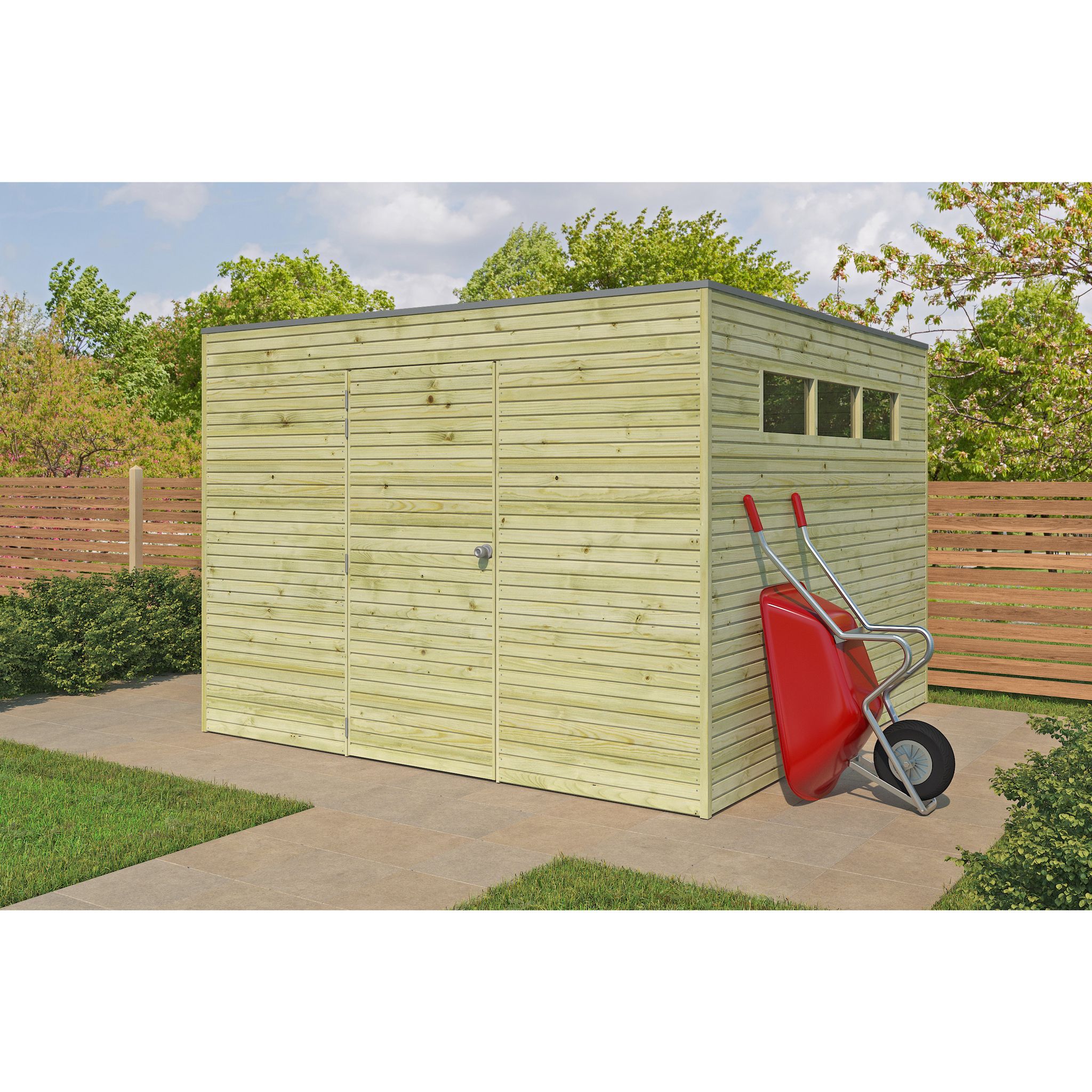 Voir la diapositive 3 : WOODLANDS Abri de jardin en bois QBH2 300X300 - traité autoclave en autoclave 9m²