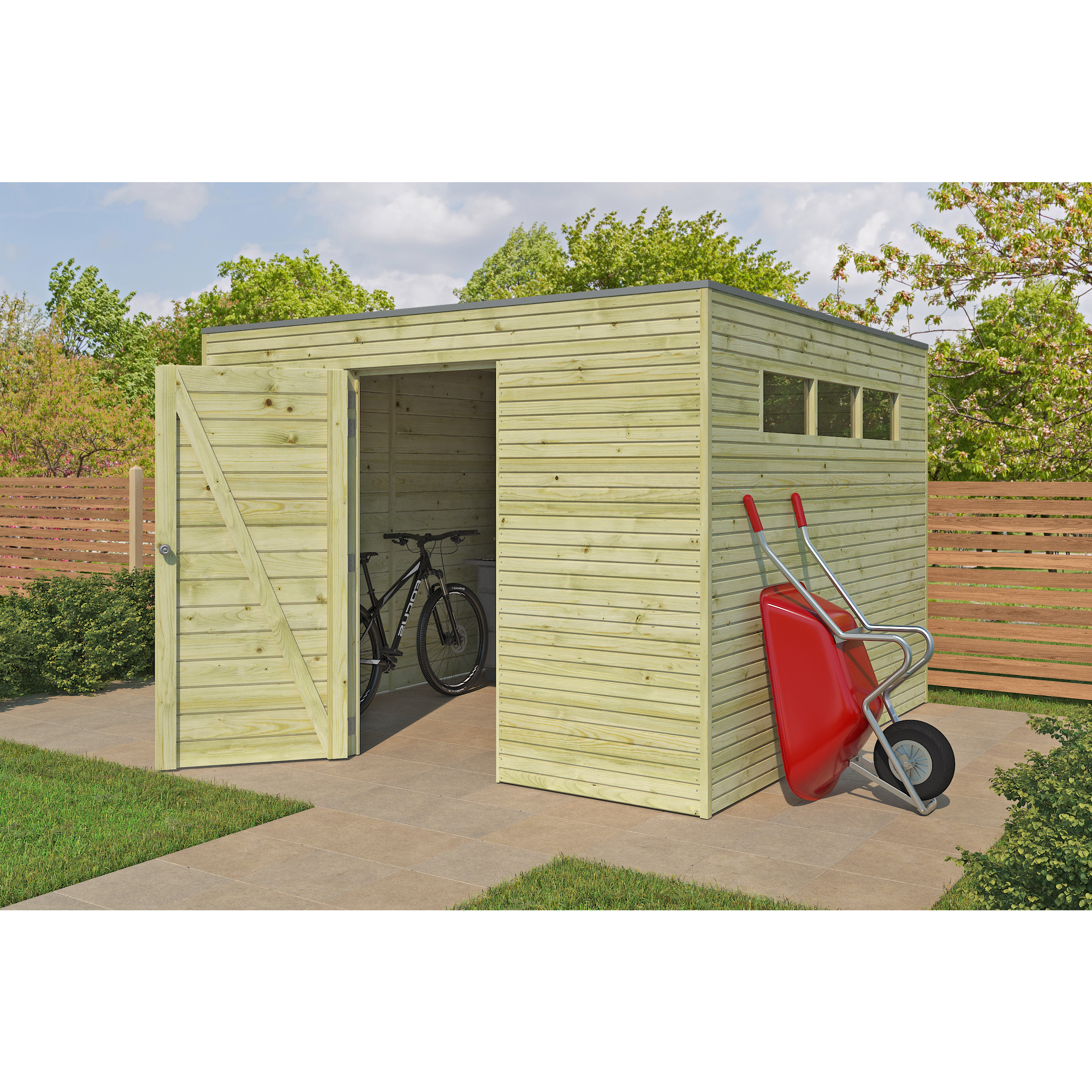 Voir la diapositive 4 : WOODLANDS Abri de jardin en bois QBH2 300X300 - traité autoclave en autoclave 9m²