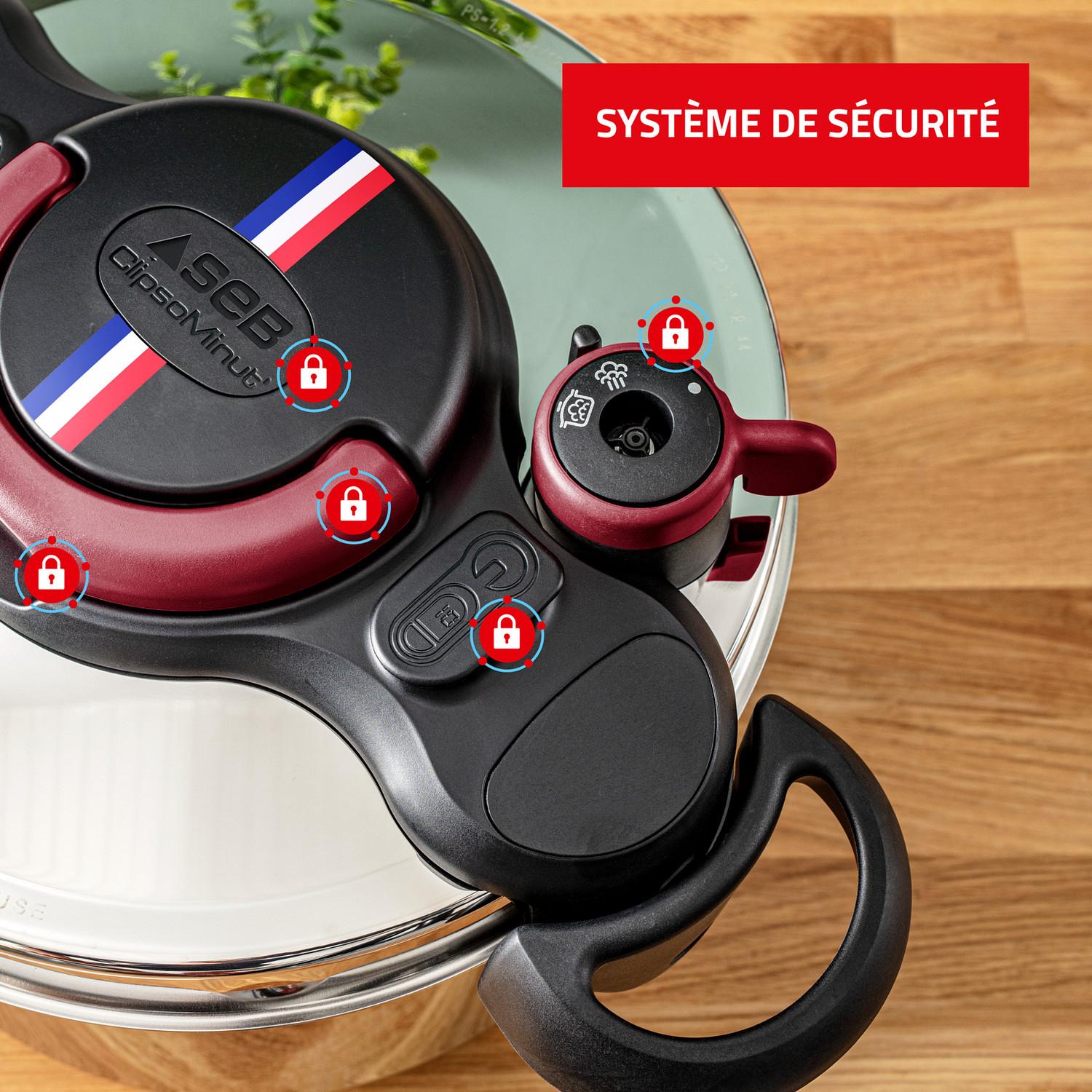 Voir la diapositive 6 : SEB Autocuiseur inox 7,5 litres tous feux dont induction CLIPSO MINUTE