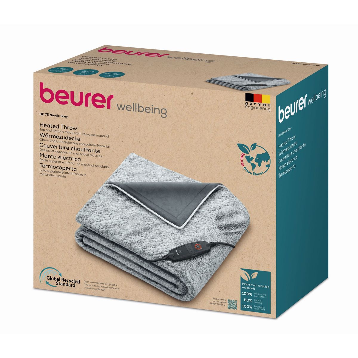 BEURER Couverture chauffante HD 75 - Gris nordique