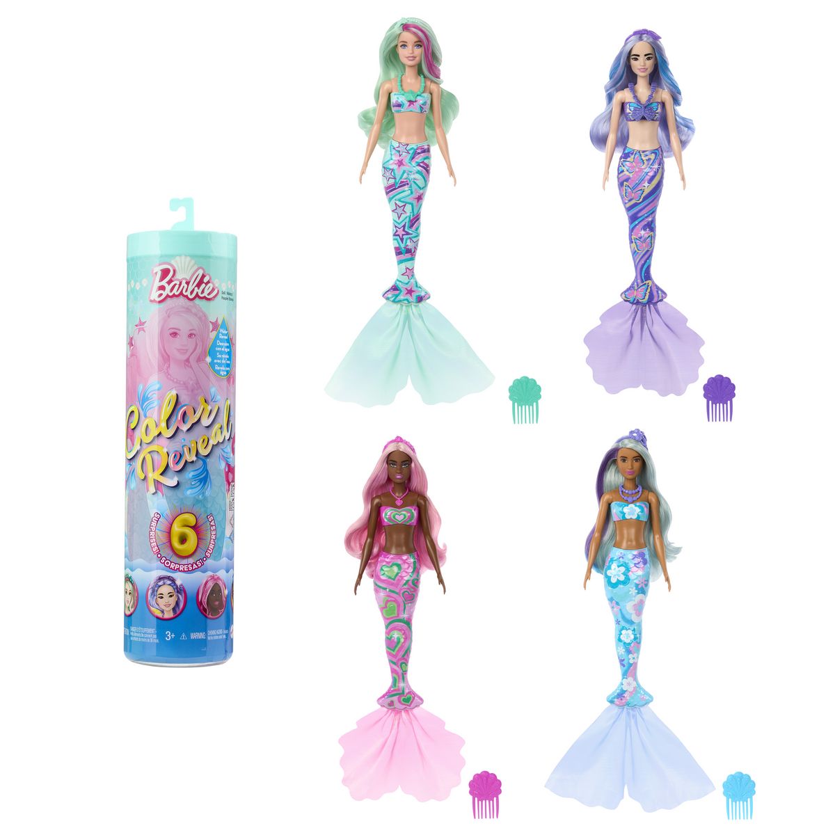 MATTEL Poupée Barbie Color reveal Sirène