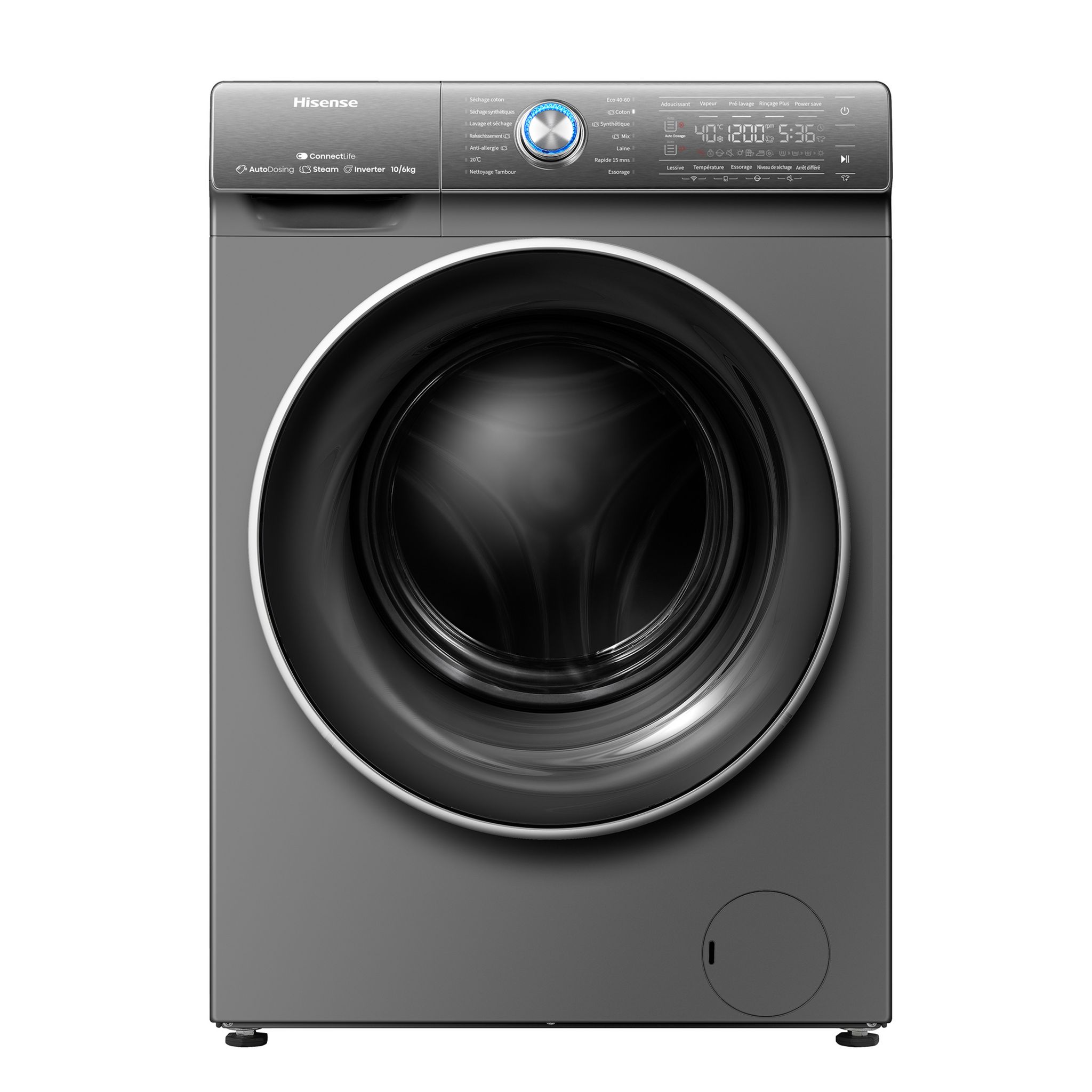 Voir la diapositive 1 : HISENSE Lave linge séchant hublot WD1014QRAWT, 10 kg de lavage, 6 kg de séchage, 1400 T/min, A