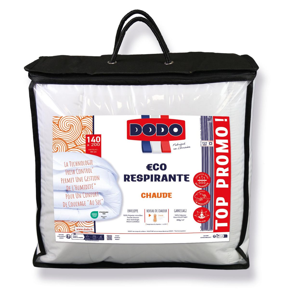 DODO Couette Chaude Eco Respire Coton 400g
