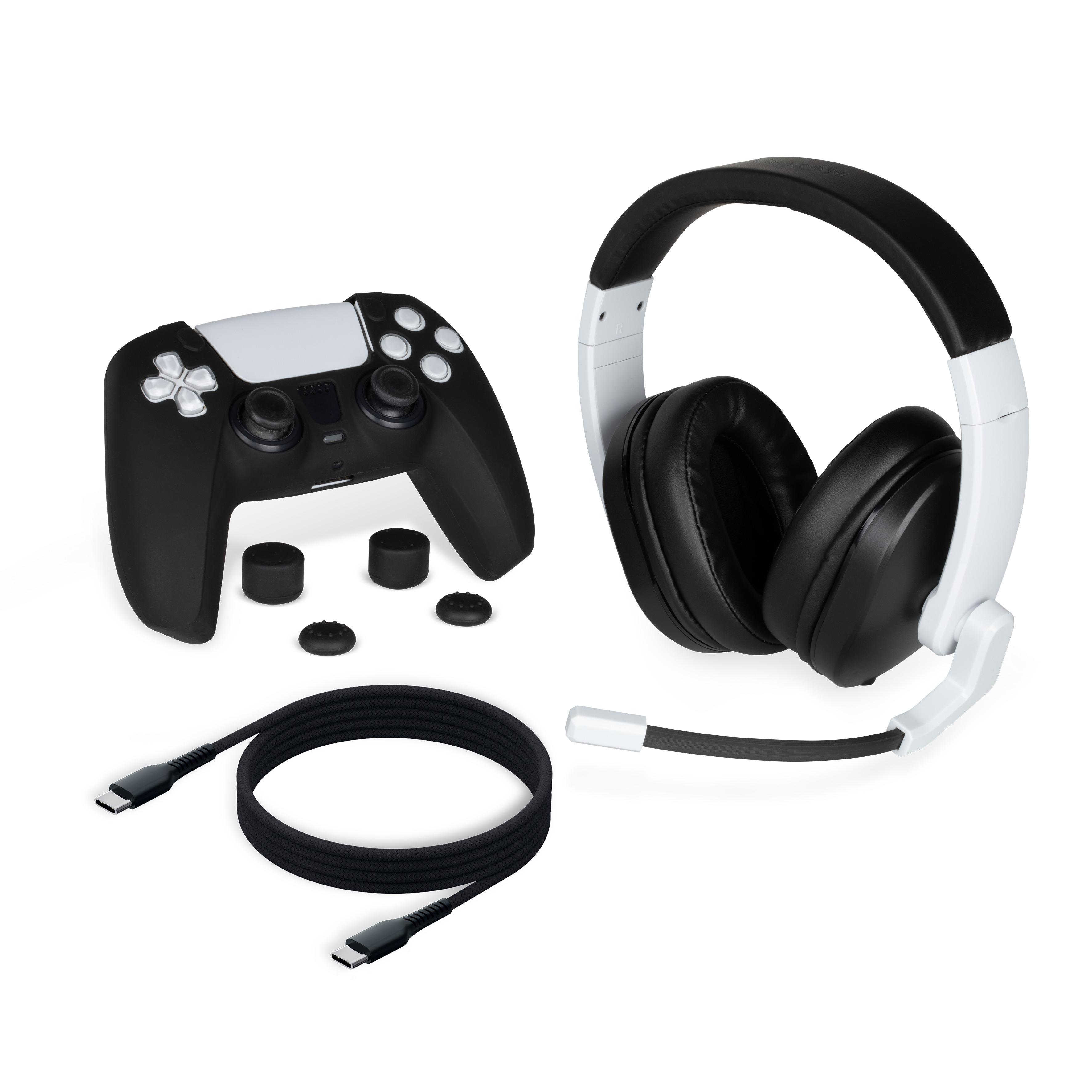 Voir la diapositive 2 : Pack Starter : Casque Filaire + Protection Manette et analogues + Câble USB-C PS5