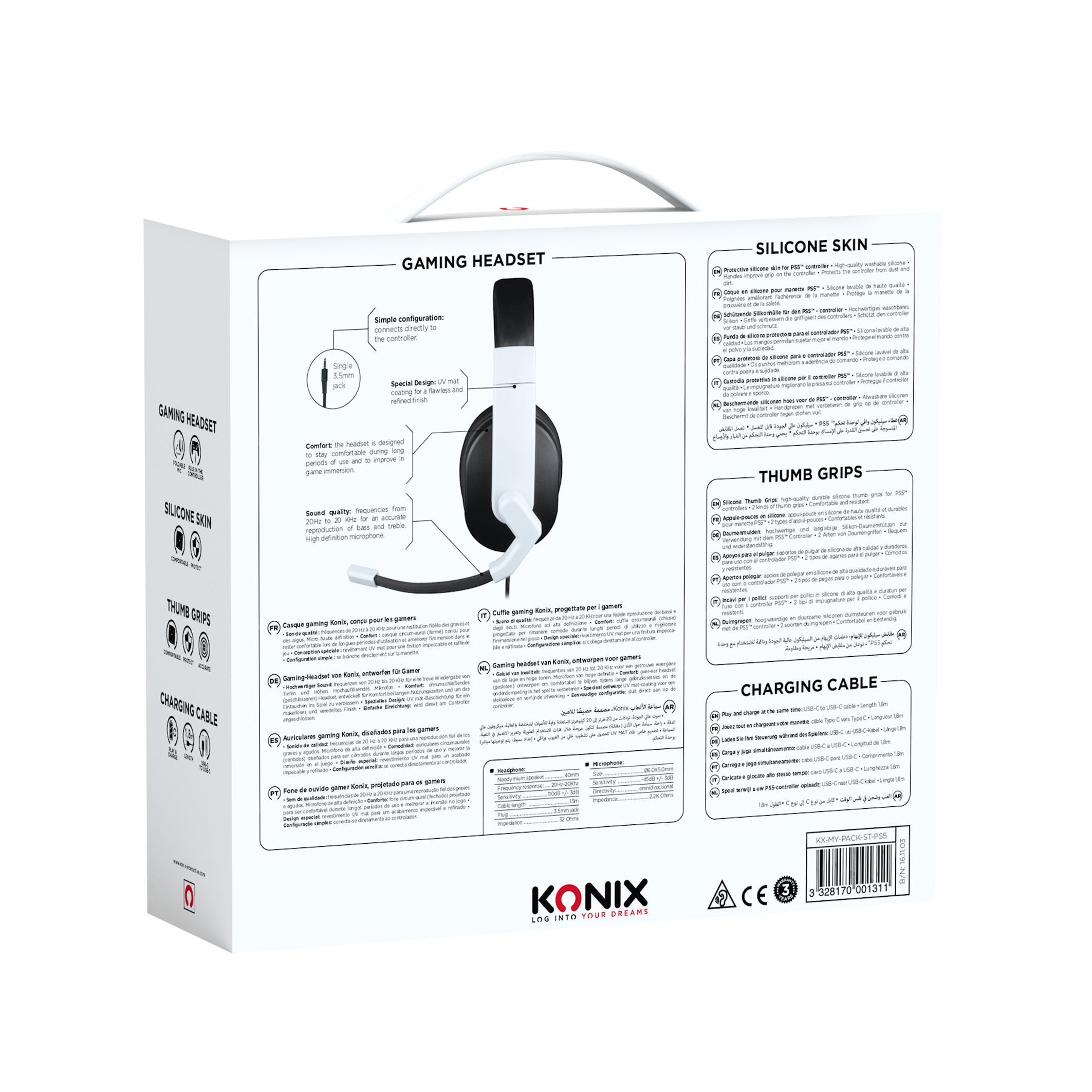 Voir la diapositive 7 : Pack Starter : Casque Filaire + Protection Manette et analogues + Câble USB-C PS5
