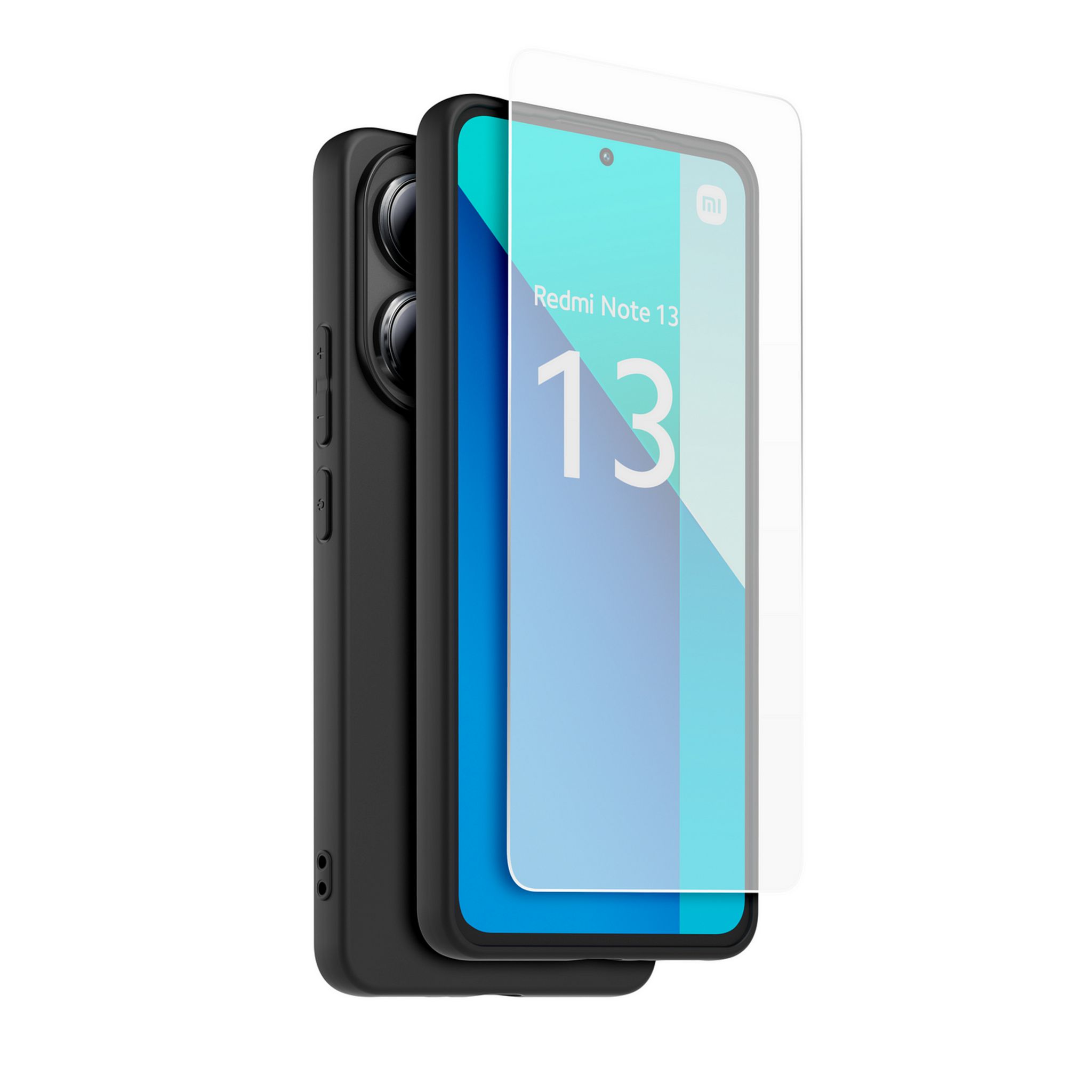 Voir la diapositive 2 : XIAOMI Coque arrière semi-rigide & Protège-écran en verre trempé pour REDMI note 13