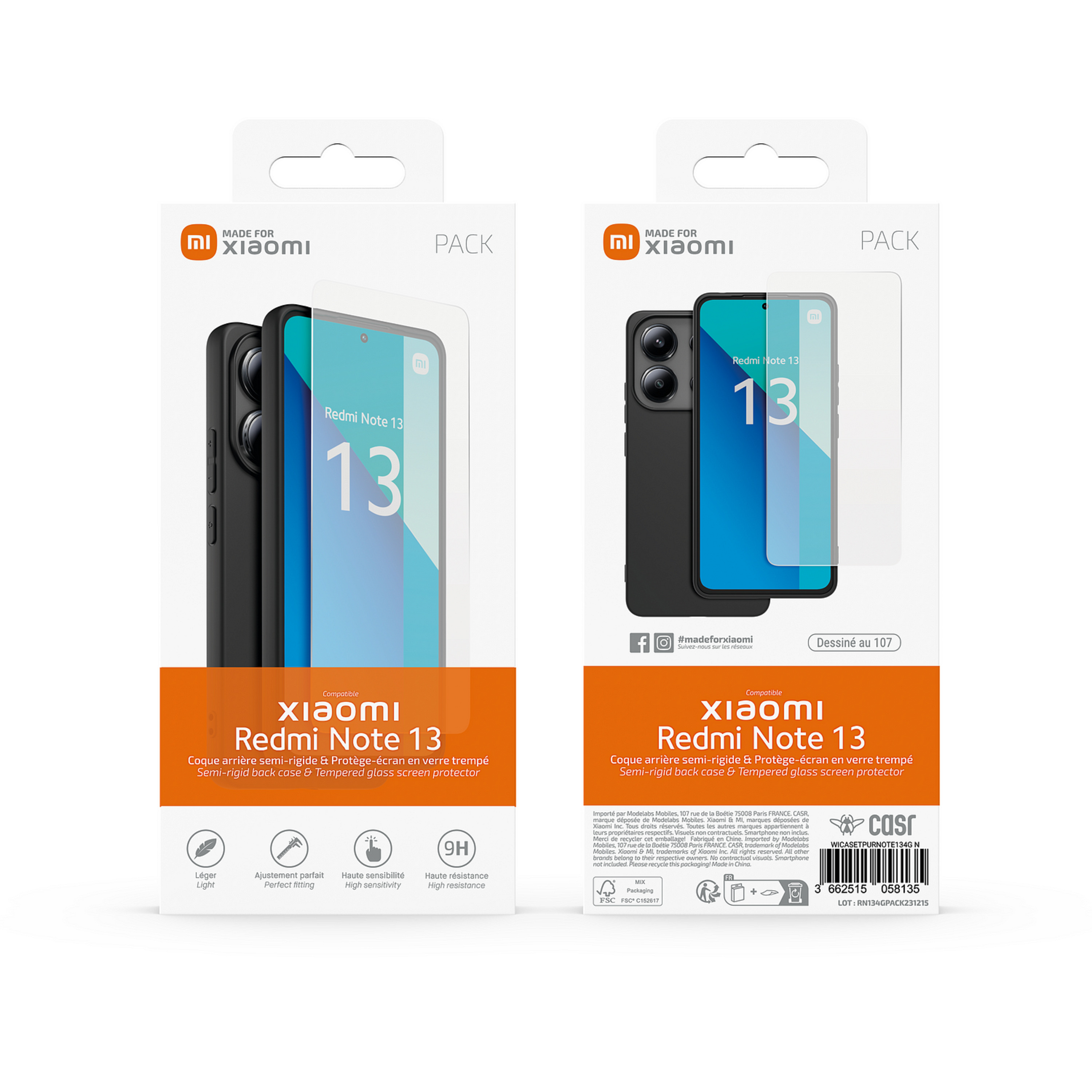 Voir la diapositive 9 : XIAOMI Coque arrière semi-rigide & Protège-écran en verre trempé pour REDMI note 13